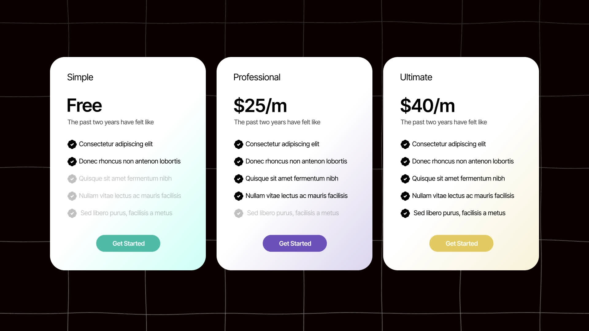 Subscription Pricing Table
