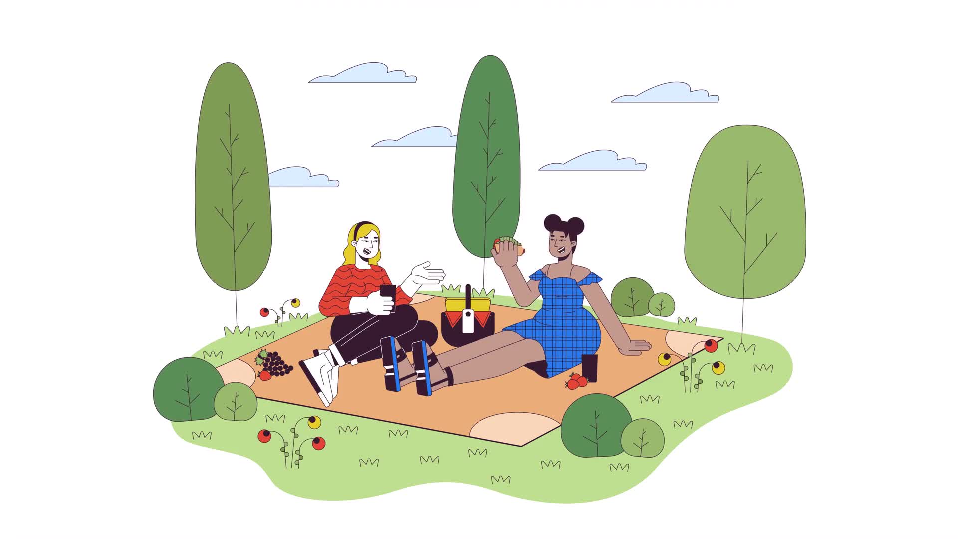 Summer Picnic Characters On Alpha