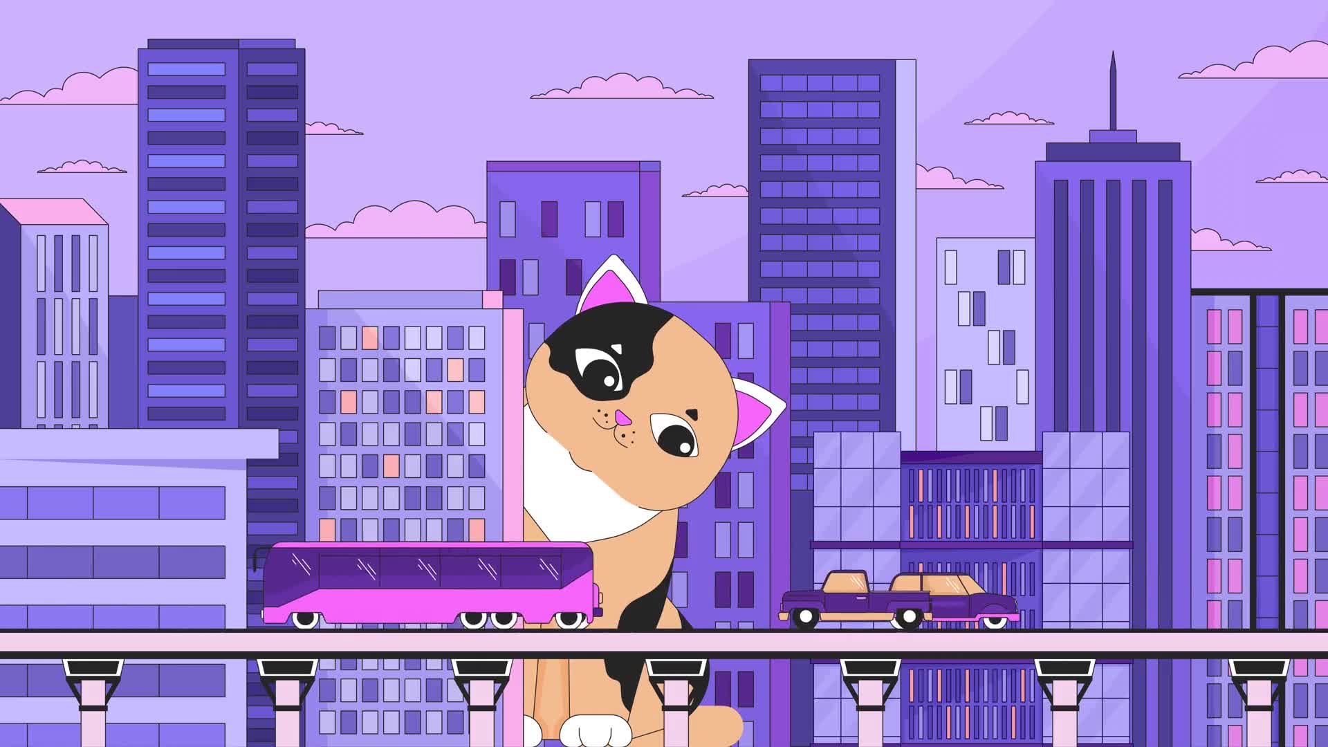 Surreal Purple City Illustration Background