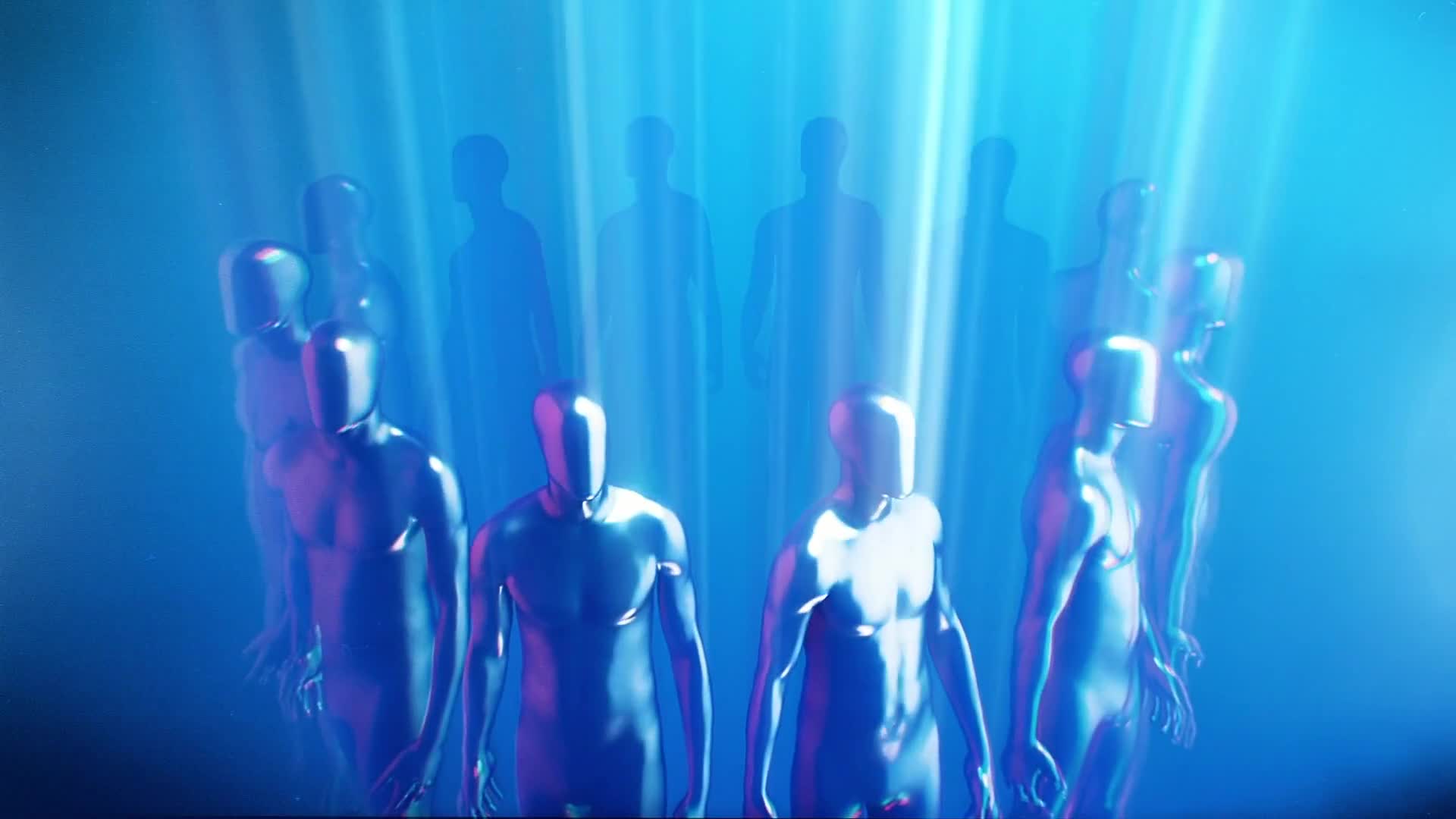 Synthetic Humanoids Stood In A Circle