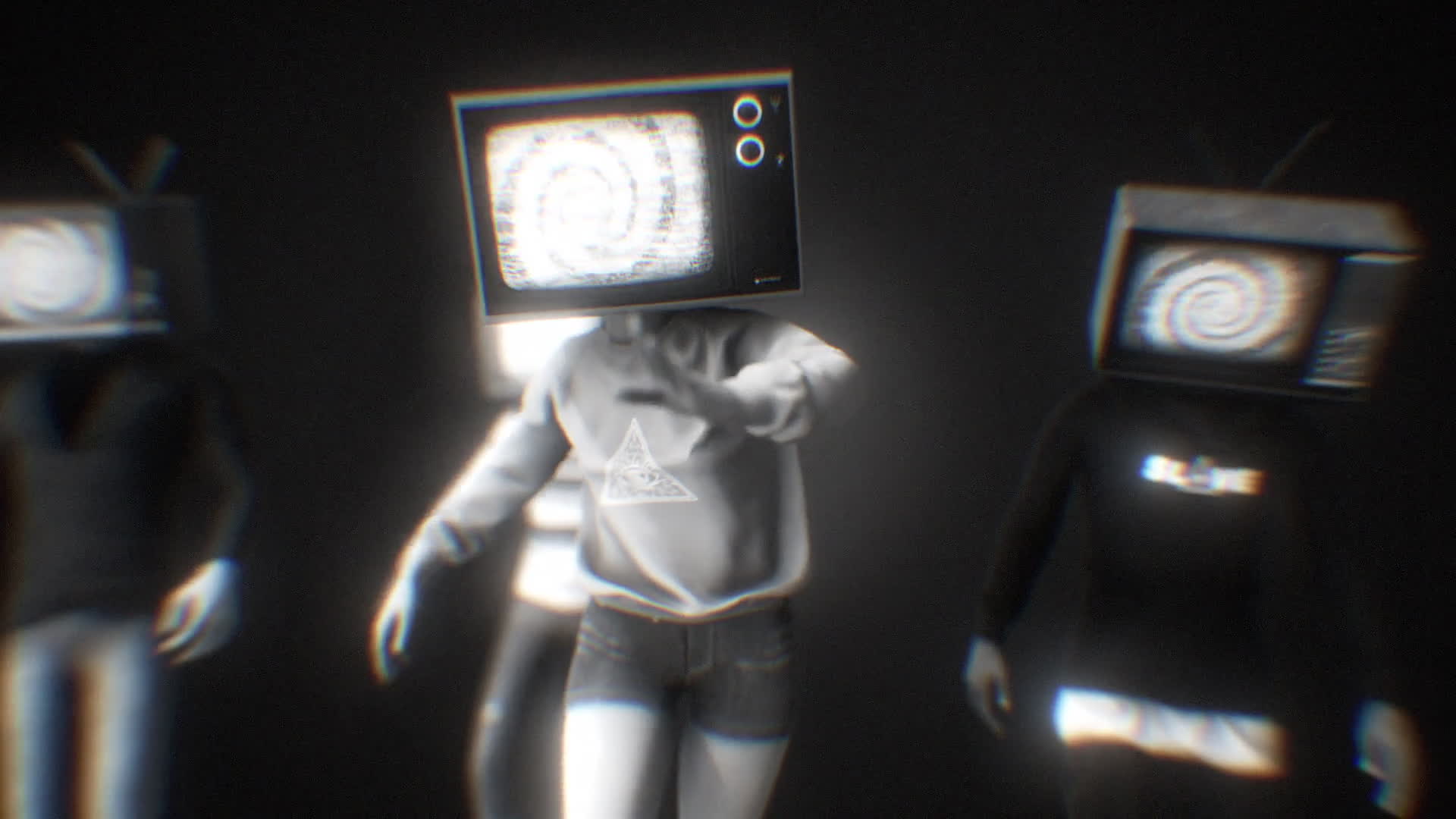 TV Head Zombies Black And White