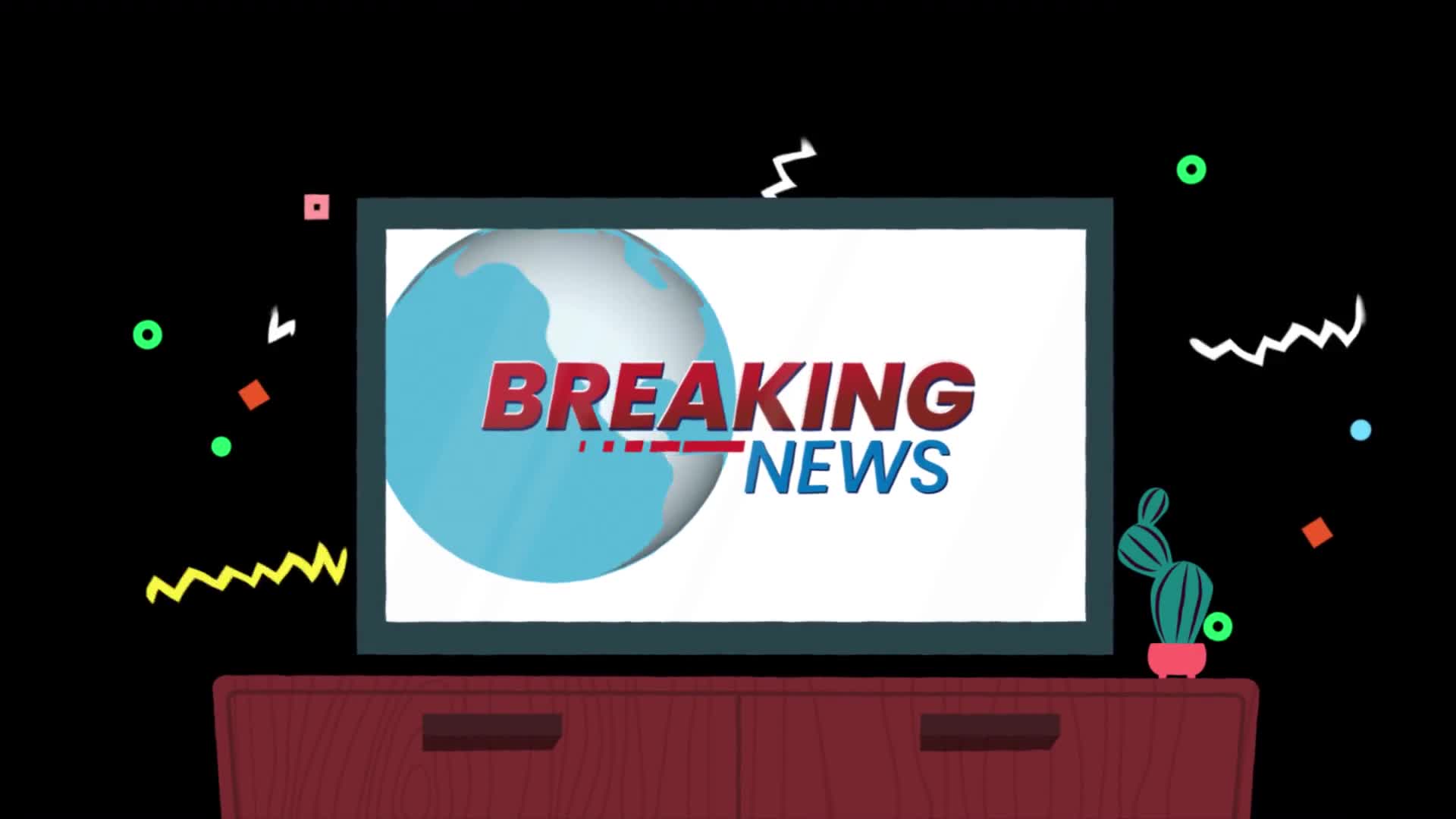 TV Turning On Showing Breaking News On Alpha