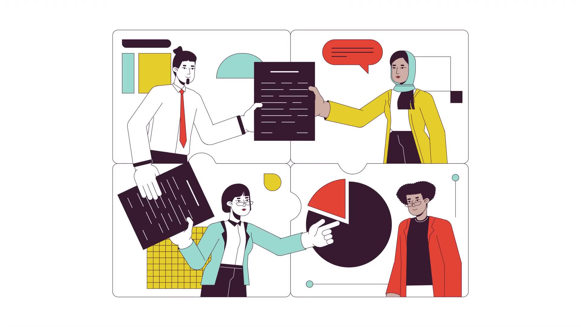 Teamwork Business Characters On Alpha