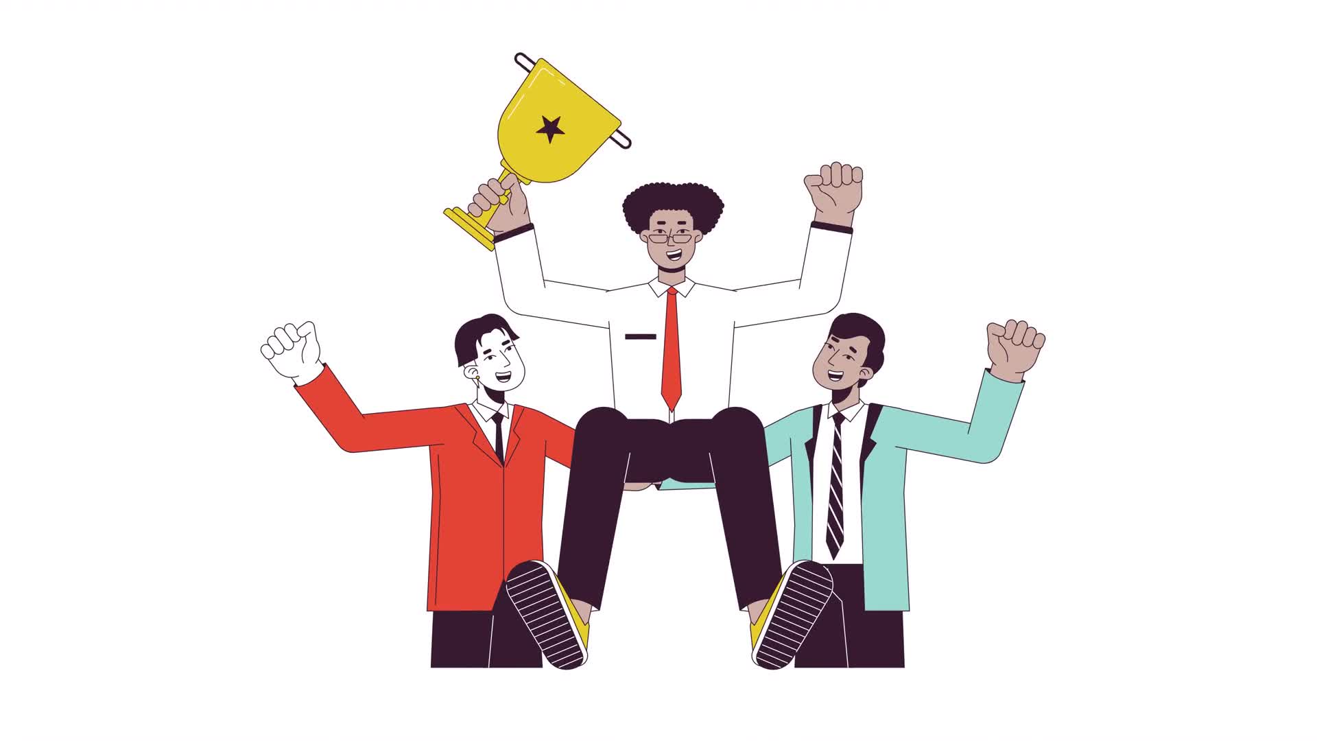 Teamwork Celebrating Coworkers On Alpha