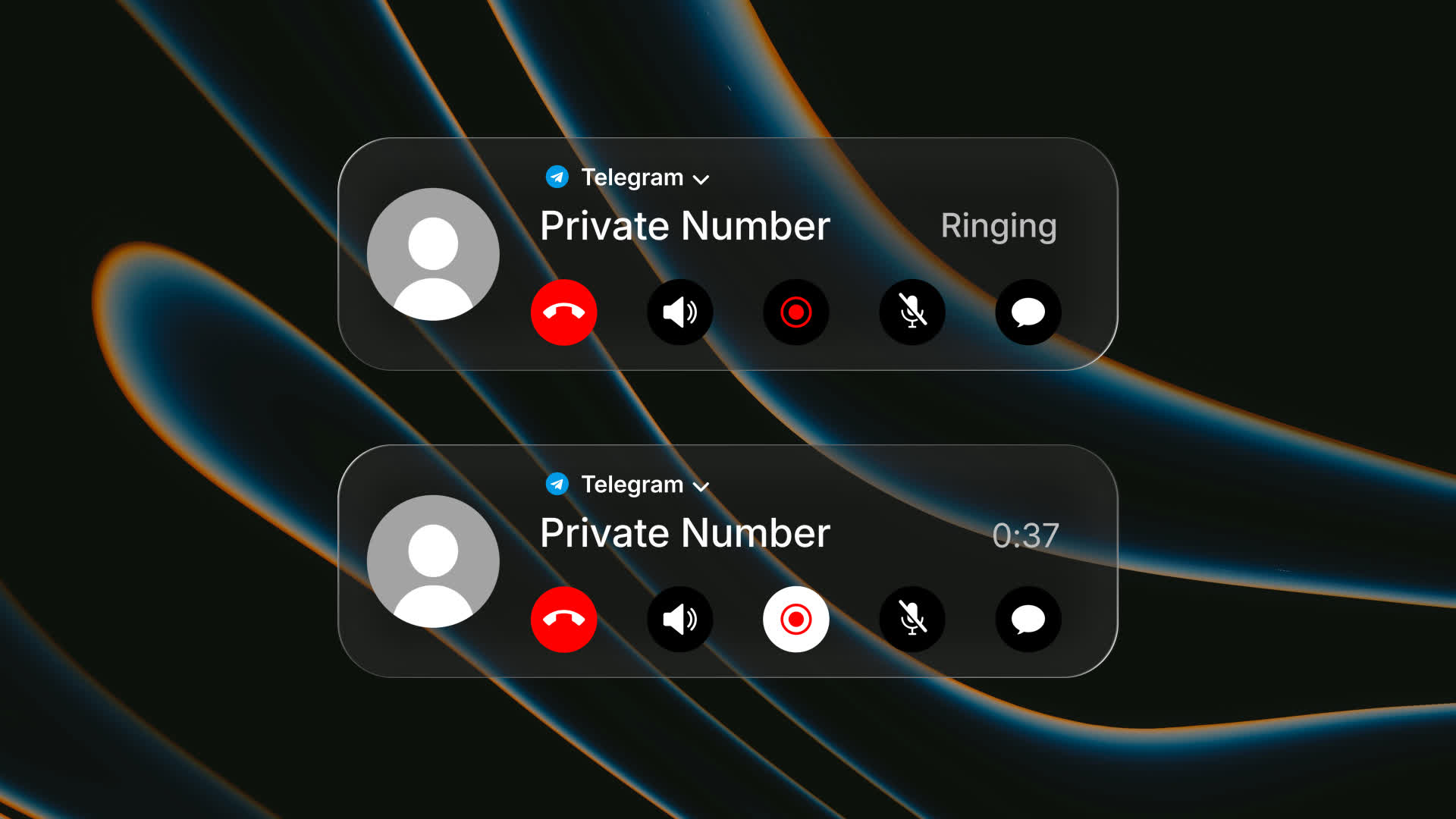 Telegram Notification Outgoing Call Popup UI