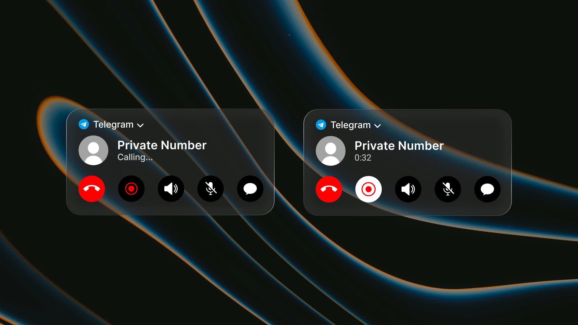 Telegram Outgoing Calling Notification Popup UI