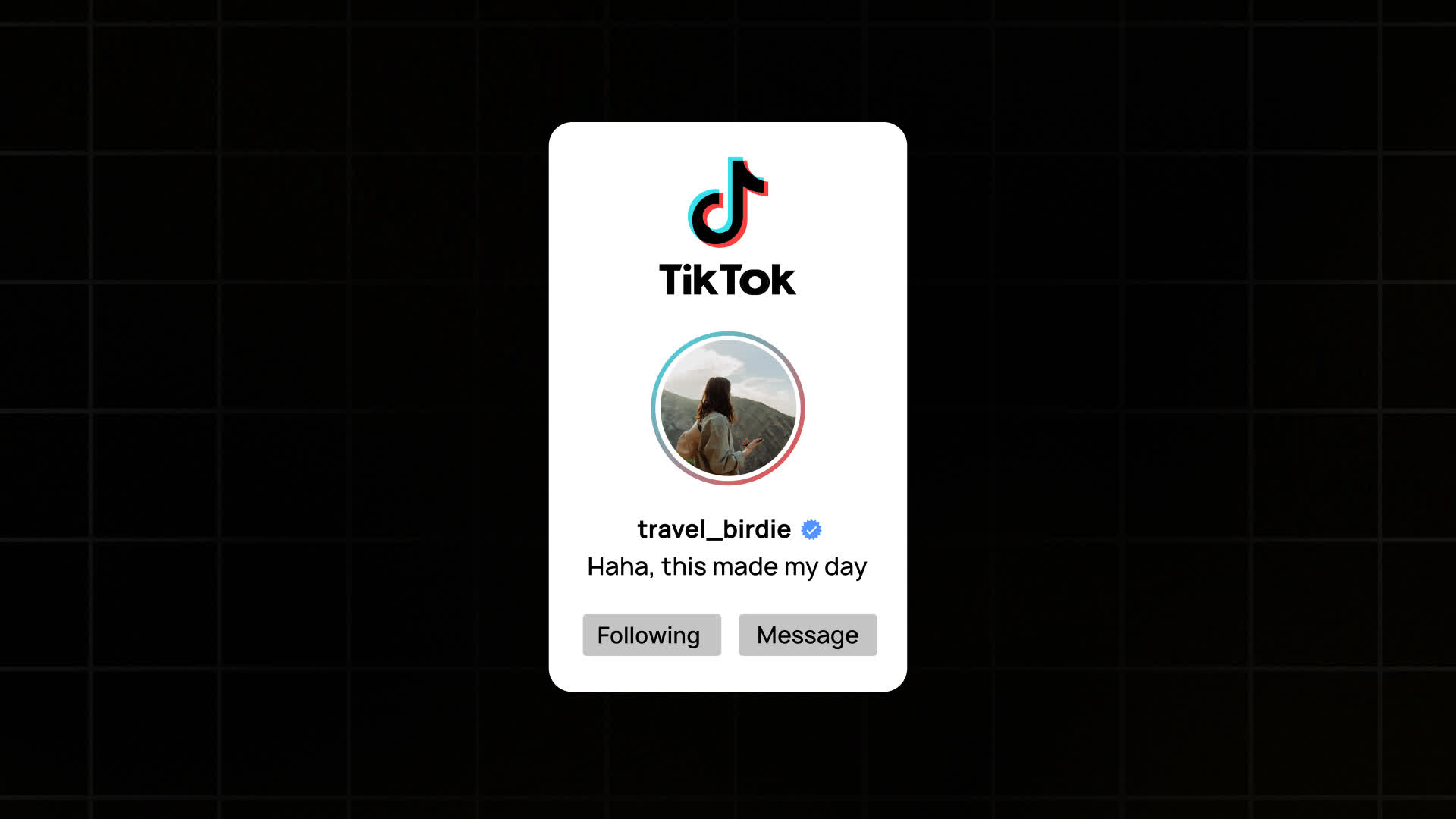 TikTok Profile Badge With Follow And Message Button