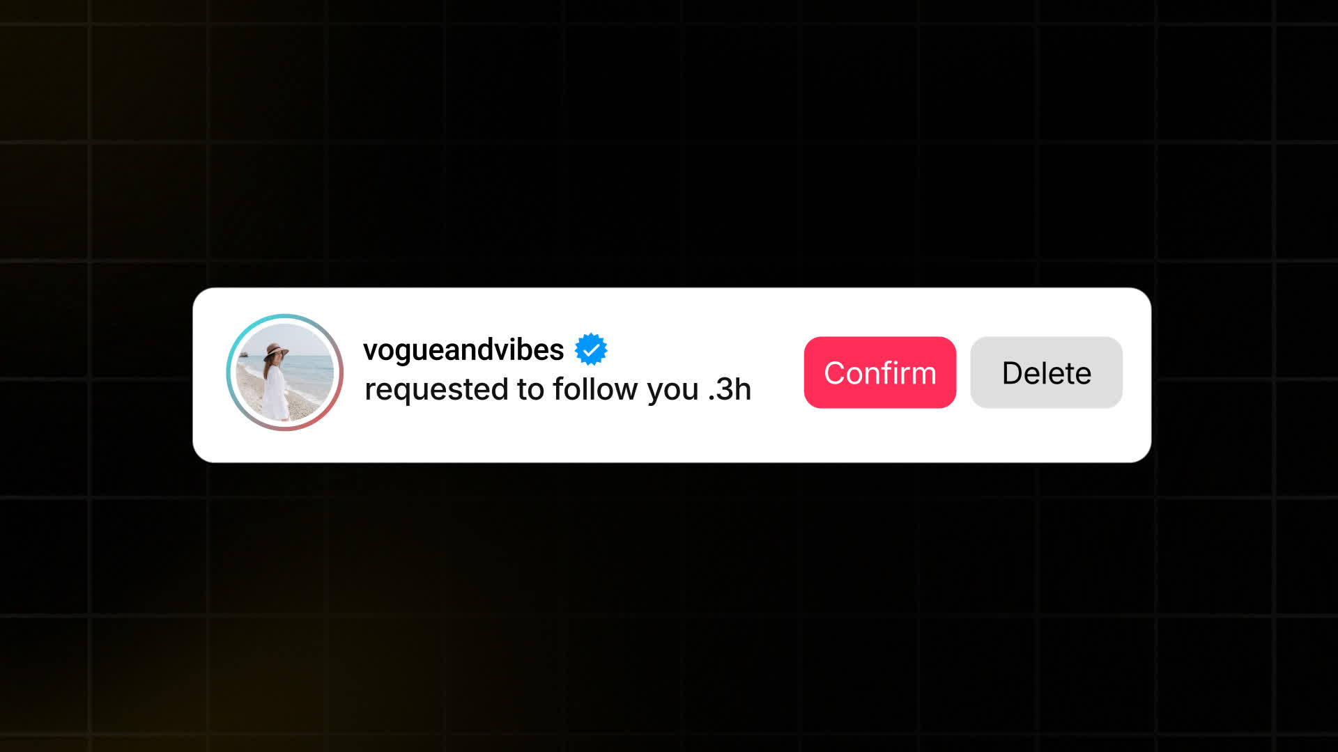 TikTok Profile Card With Confirm Delete Button