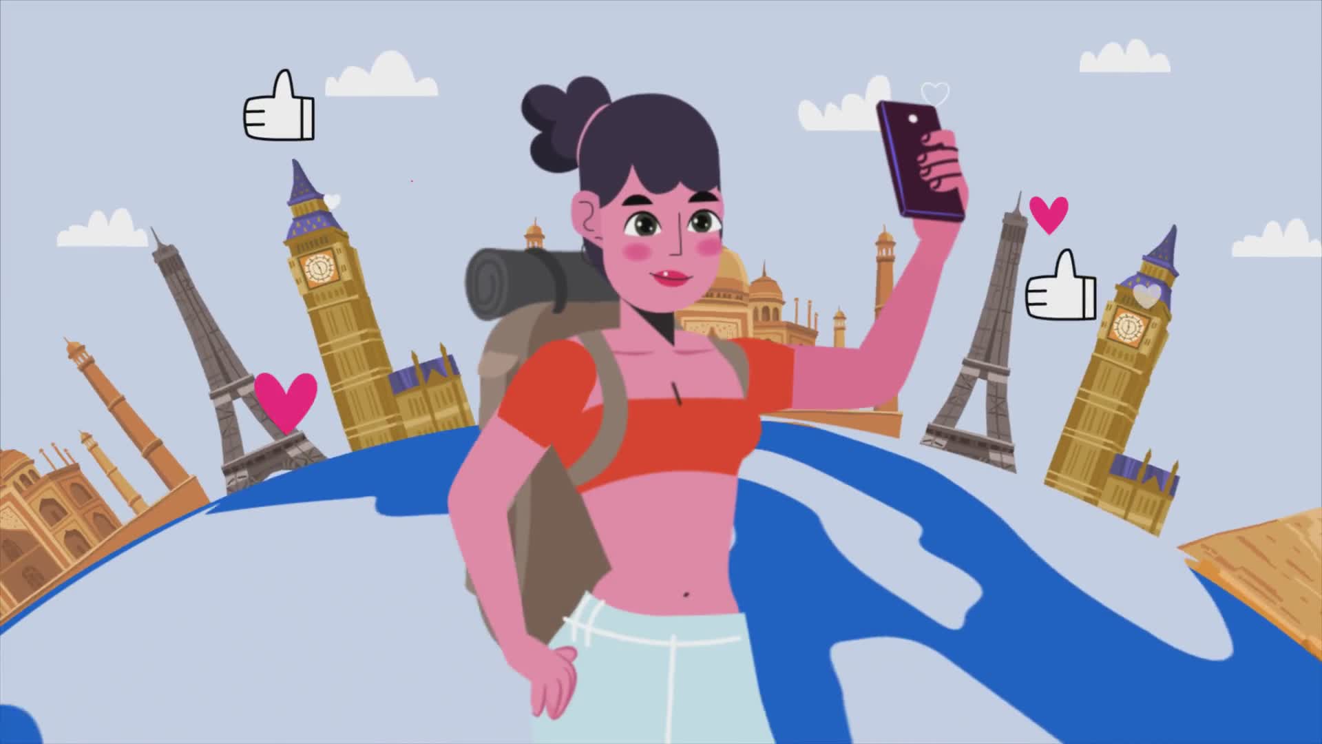 Travel Adventure Influencer Girl Taking A Selfie