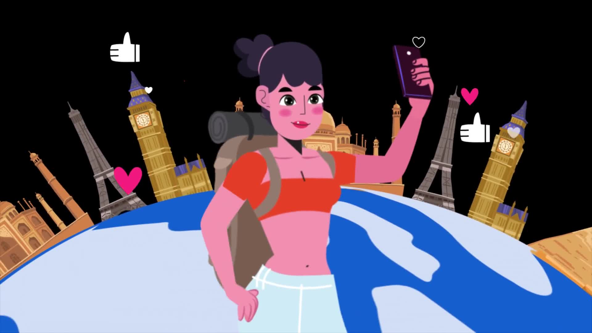 Travel Adventure Influencer Girl Taking A Selfie On Alpha