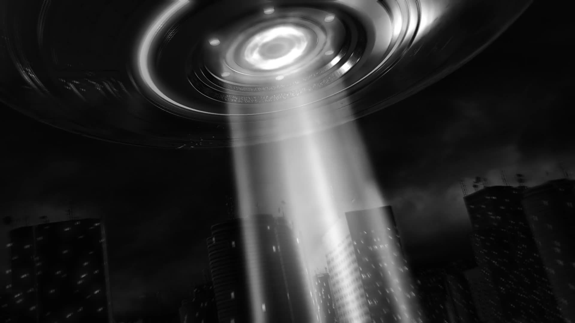 UFO Mothership Black and White