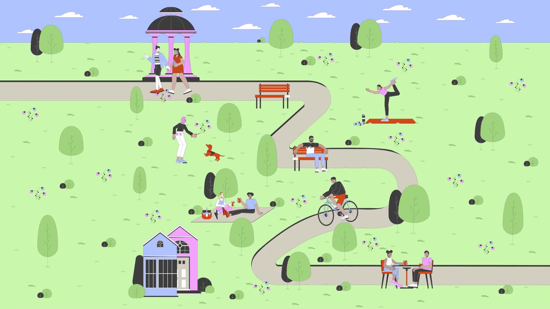 Urban Park Landscape Animated Background