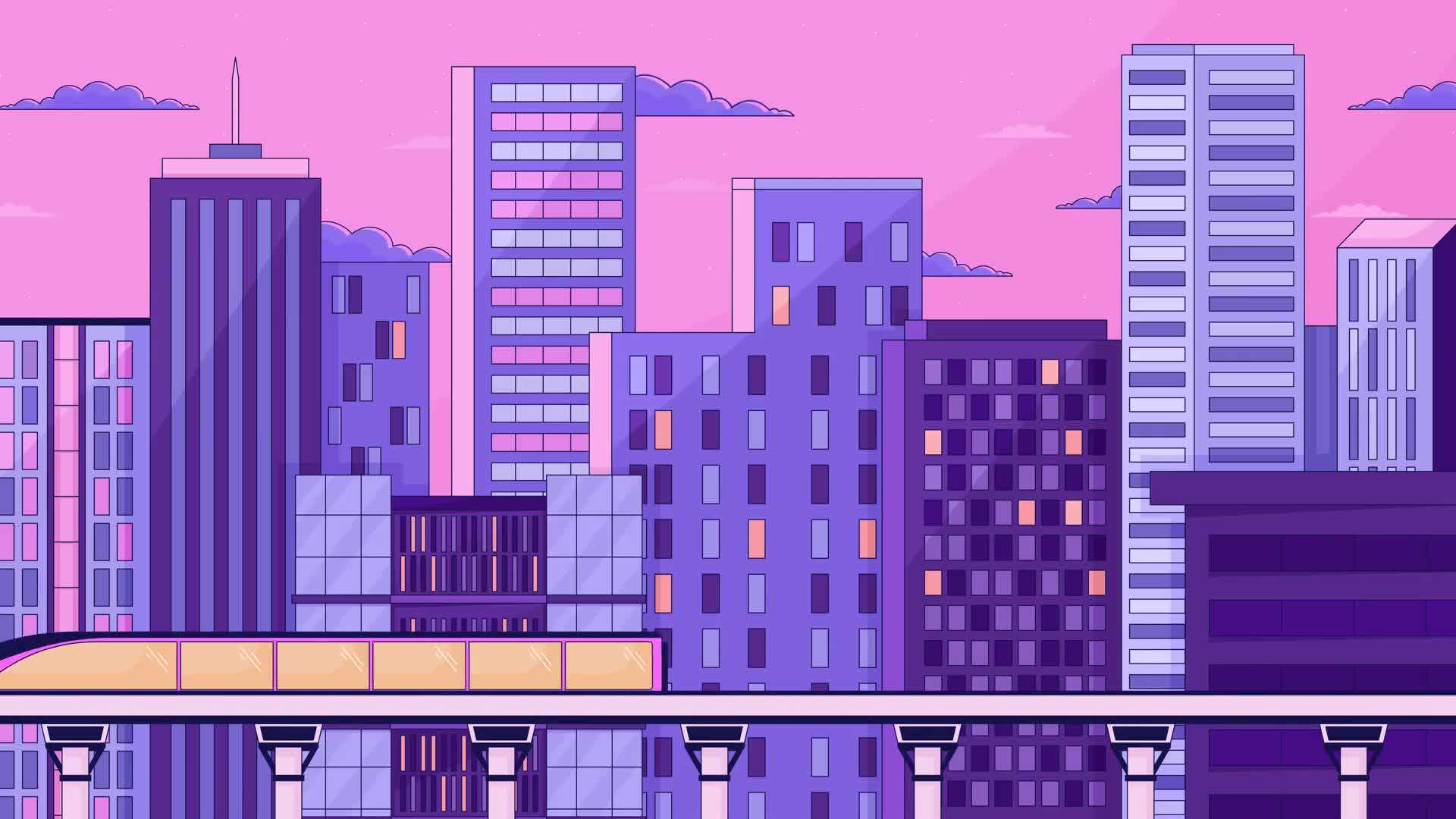 Urban Train Skyscraper City Background Loop