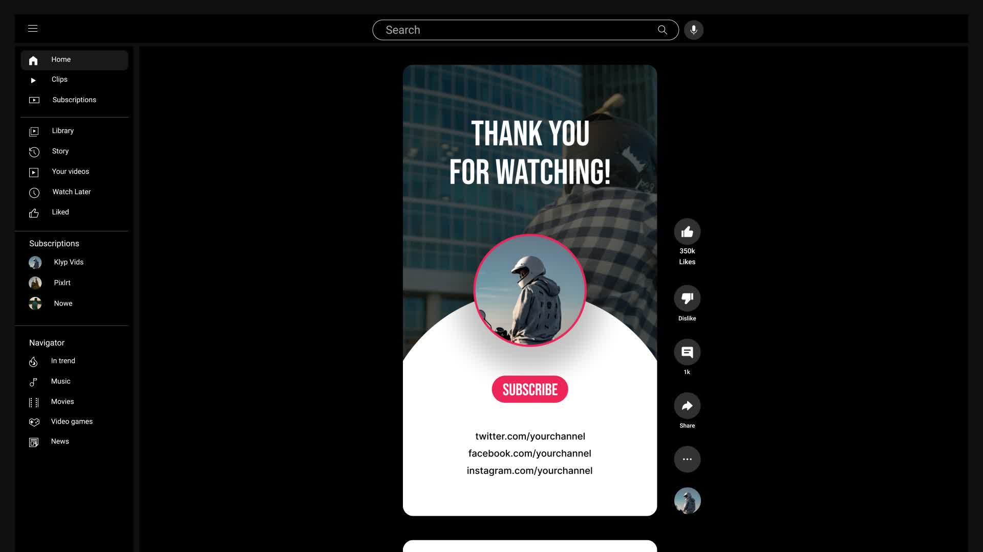 Vertical End Screen