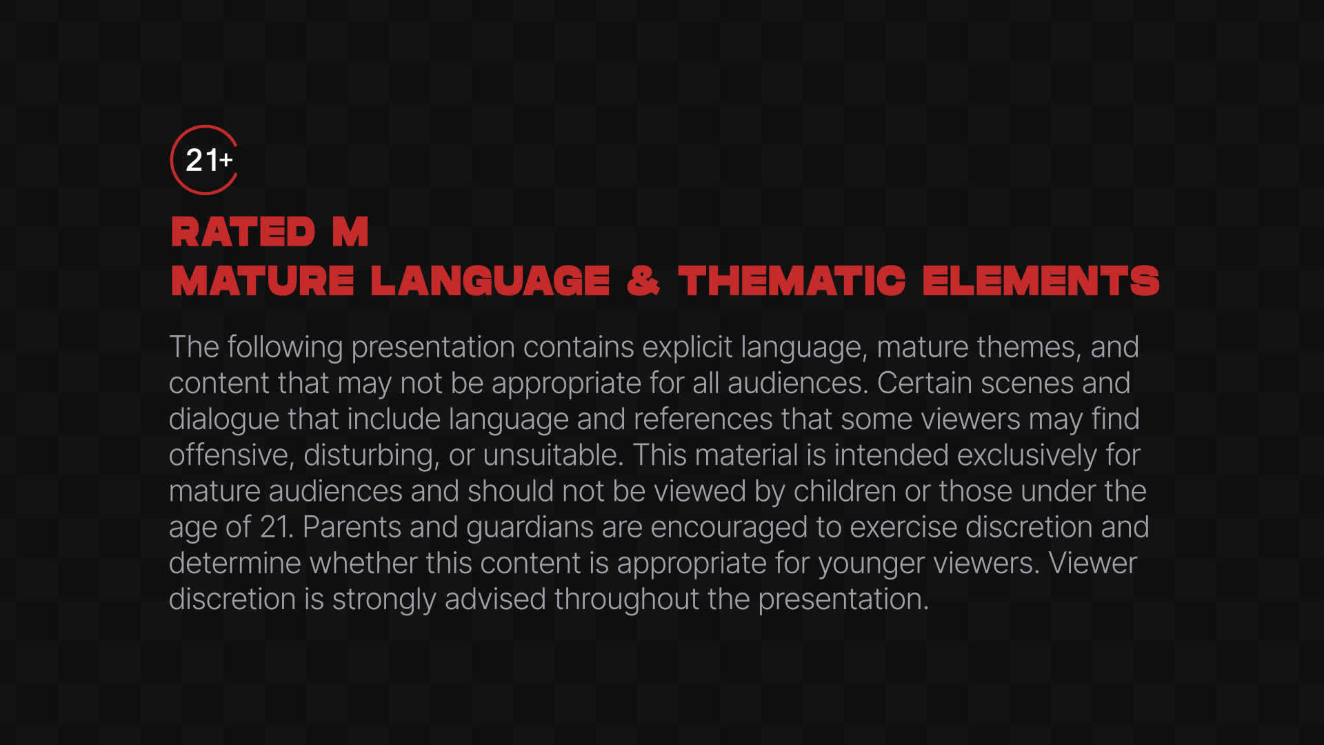 Viewer Discretion Advised With Restriction Disclaimer Title