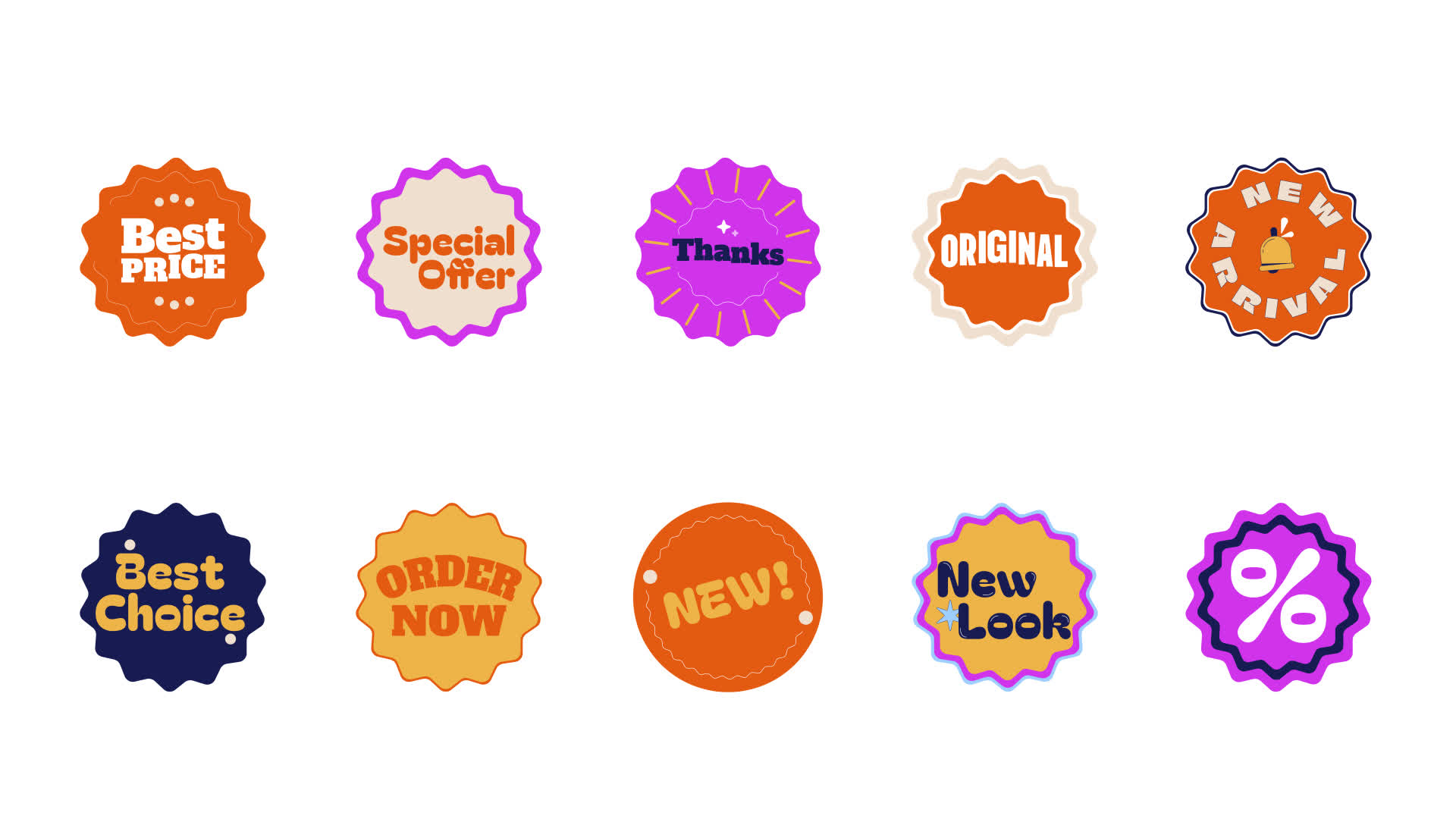 Vintage Sale Scalloped Sticker Pack Animation