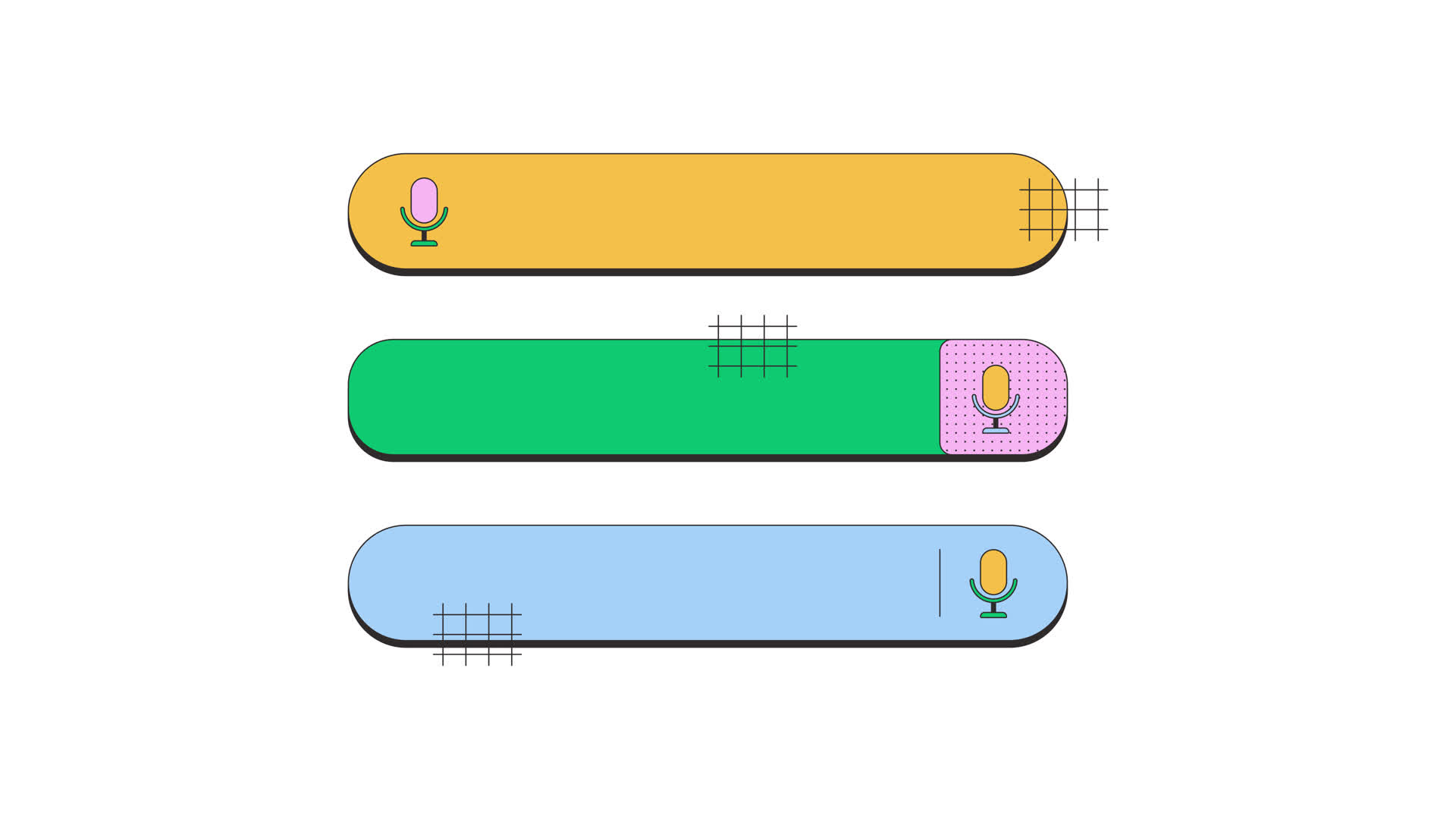 Voice Search And Microphone Input Neubrutalism Elements