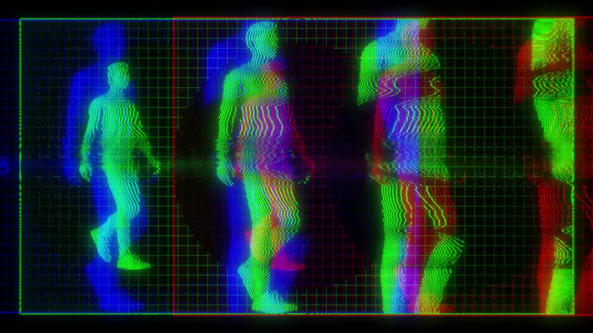 Walking Human Figures RGB Digital Screen