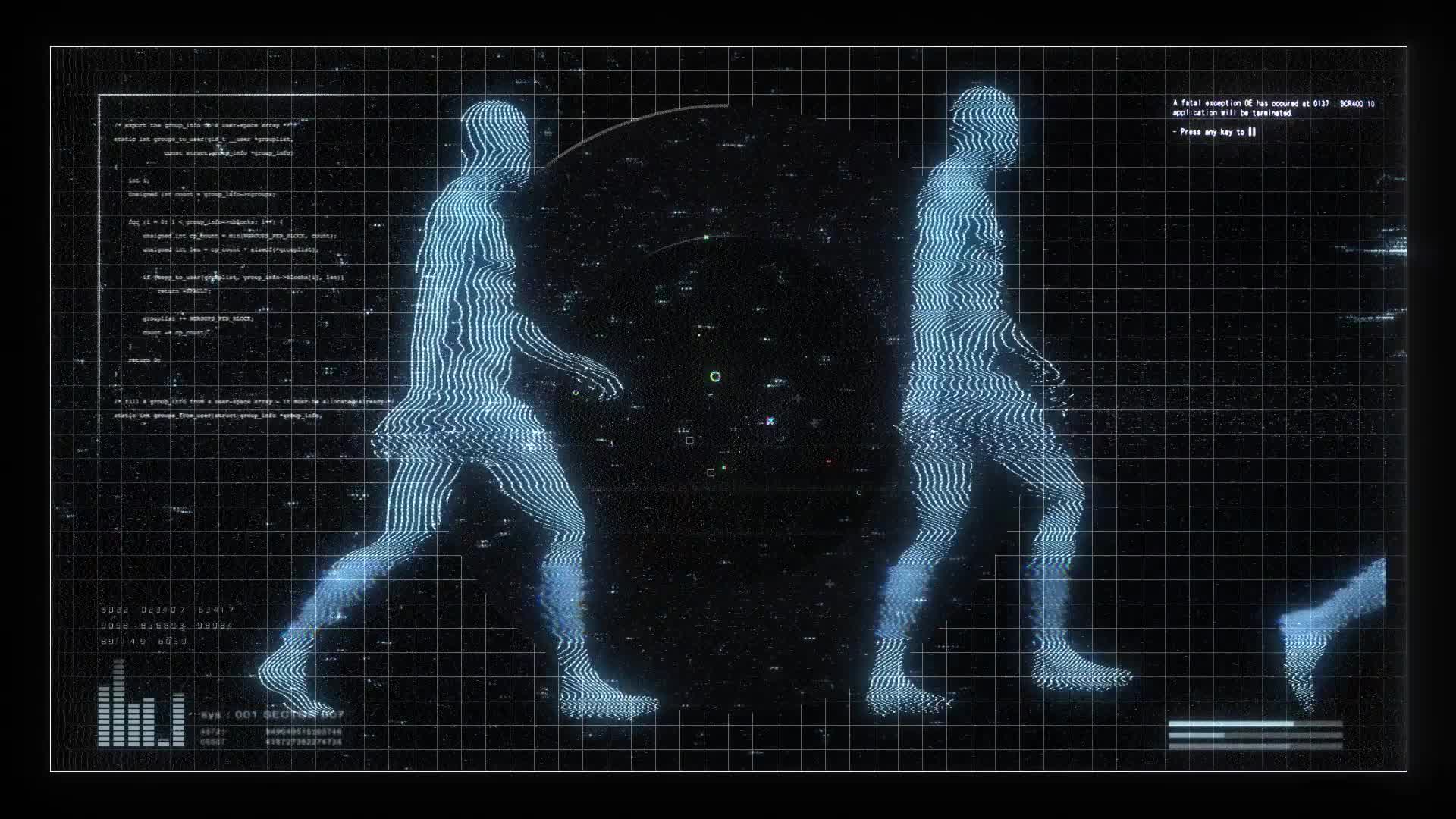 Walking Humanoid Figures Digital Screen