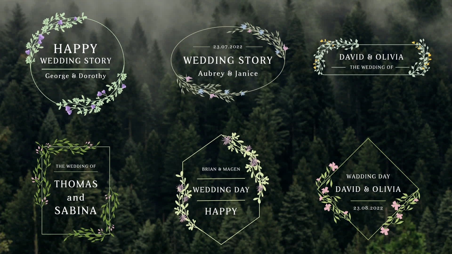 Delicate Flowering Vine Wedding Titles
