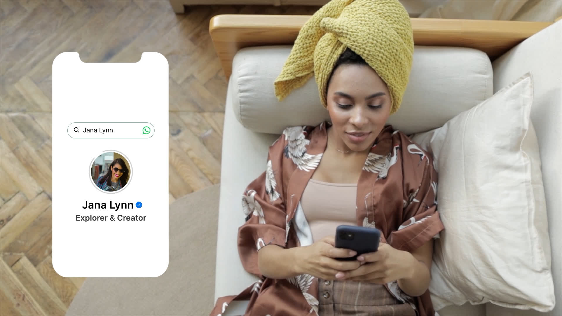 WhatsApp Search Bar With Profile Card Reveal Animation