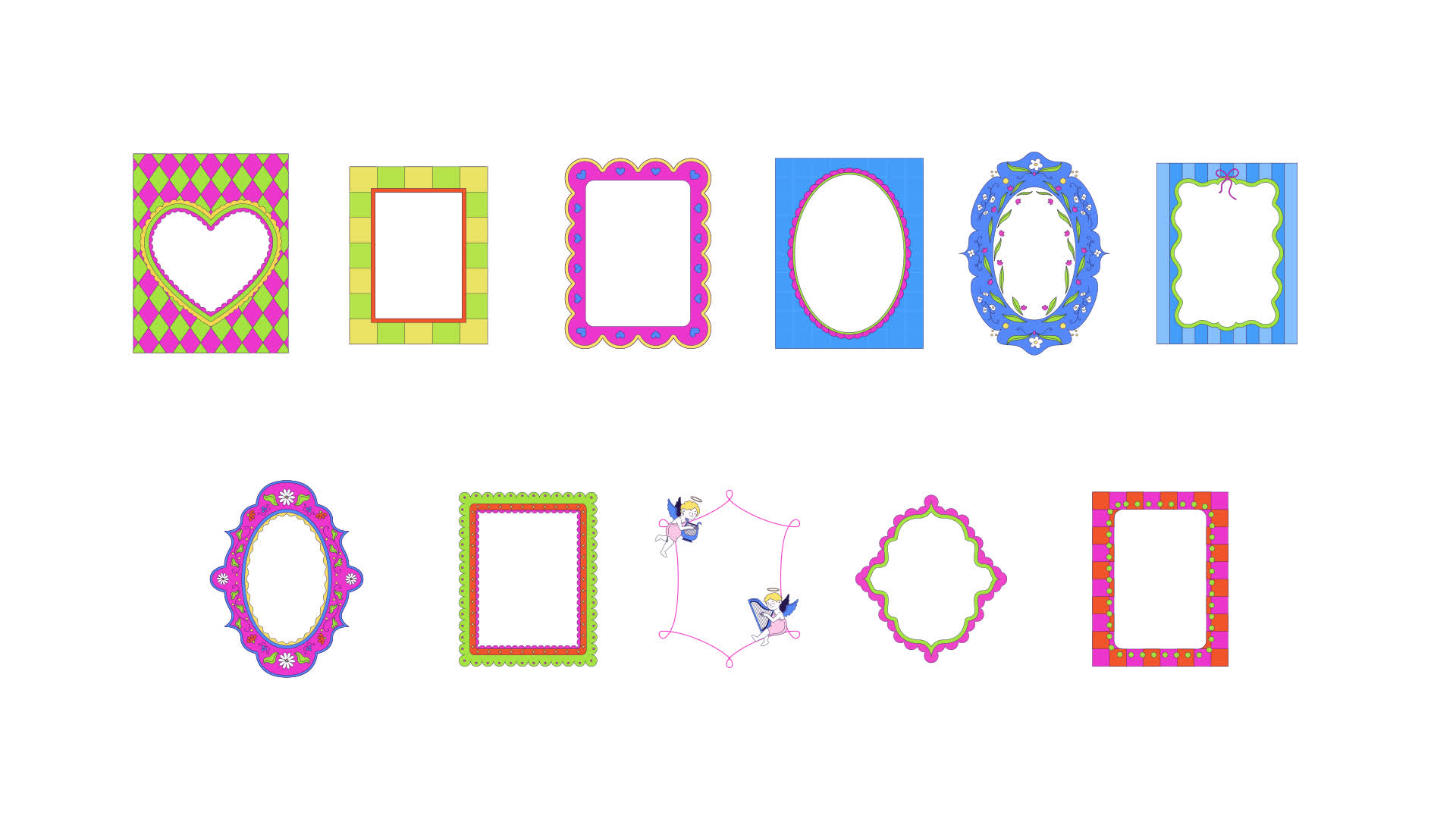 Whimsical Ornamental Animated Retro Frame Overlay Set