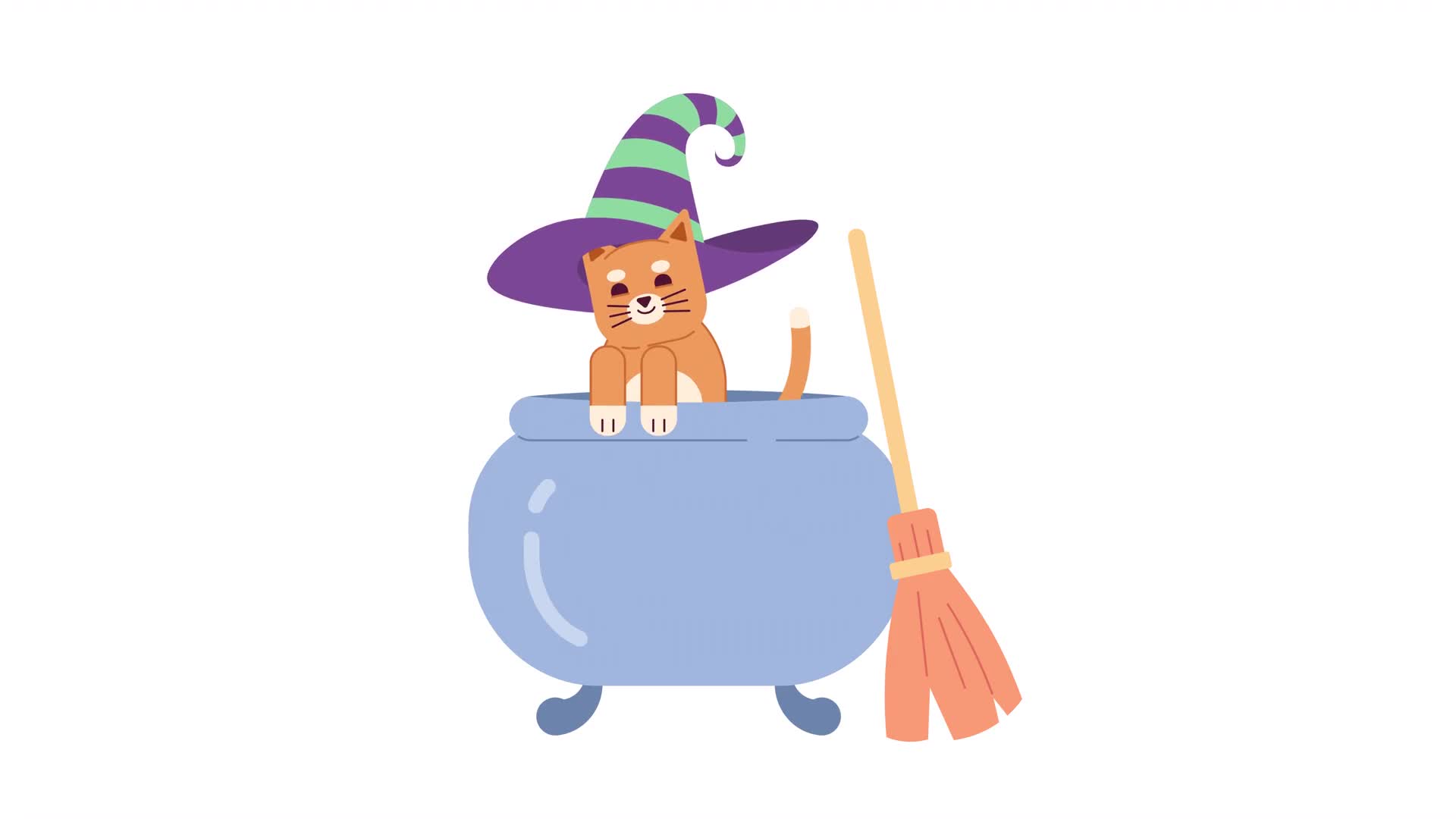 Witch Cat Halloween Animation On Alpha