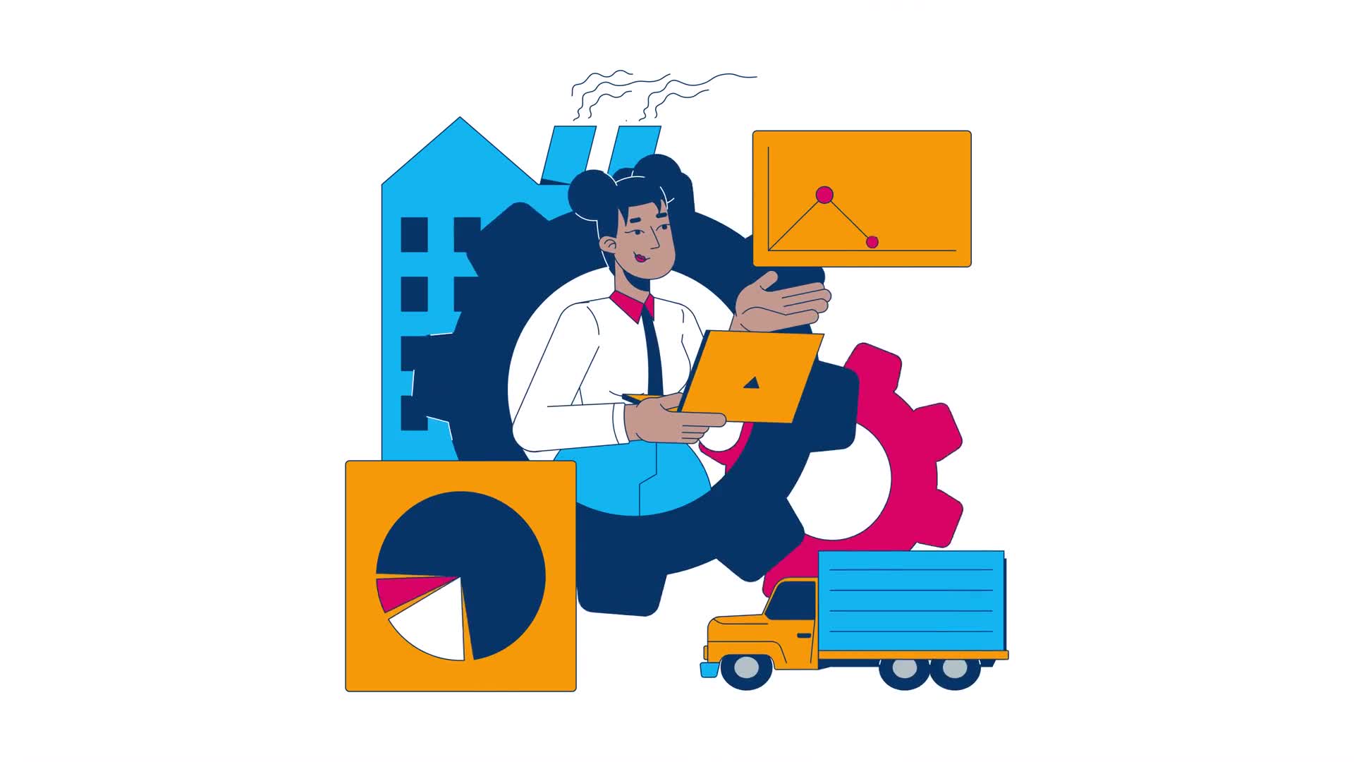 Woman Analyzing Industrial Logistics Data