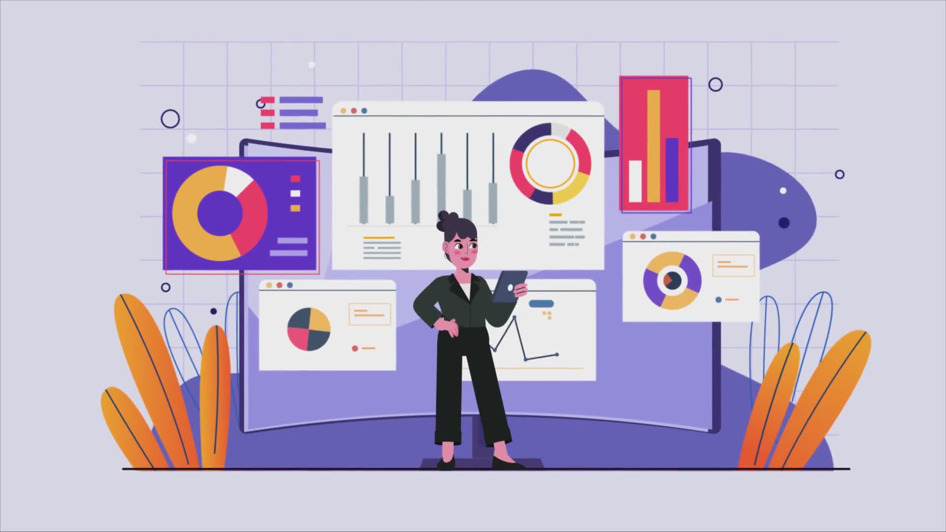 Woman Analyzing Stock Market Charts And Tables