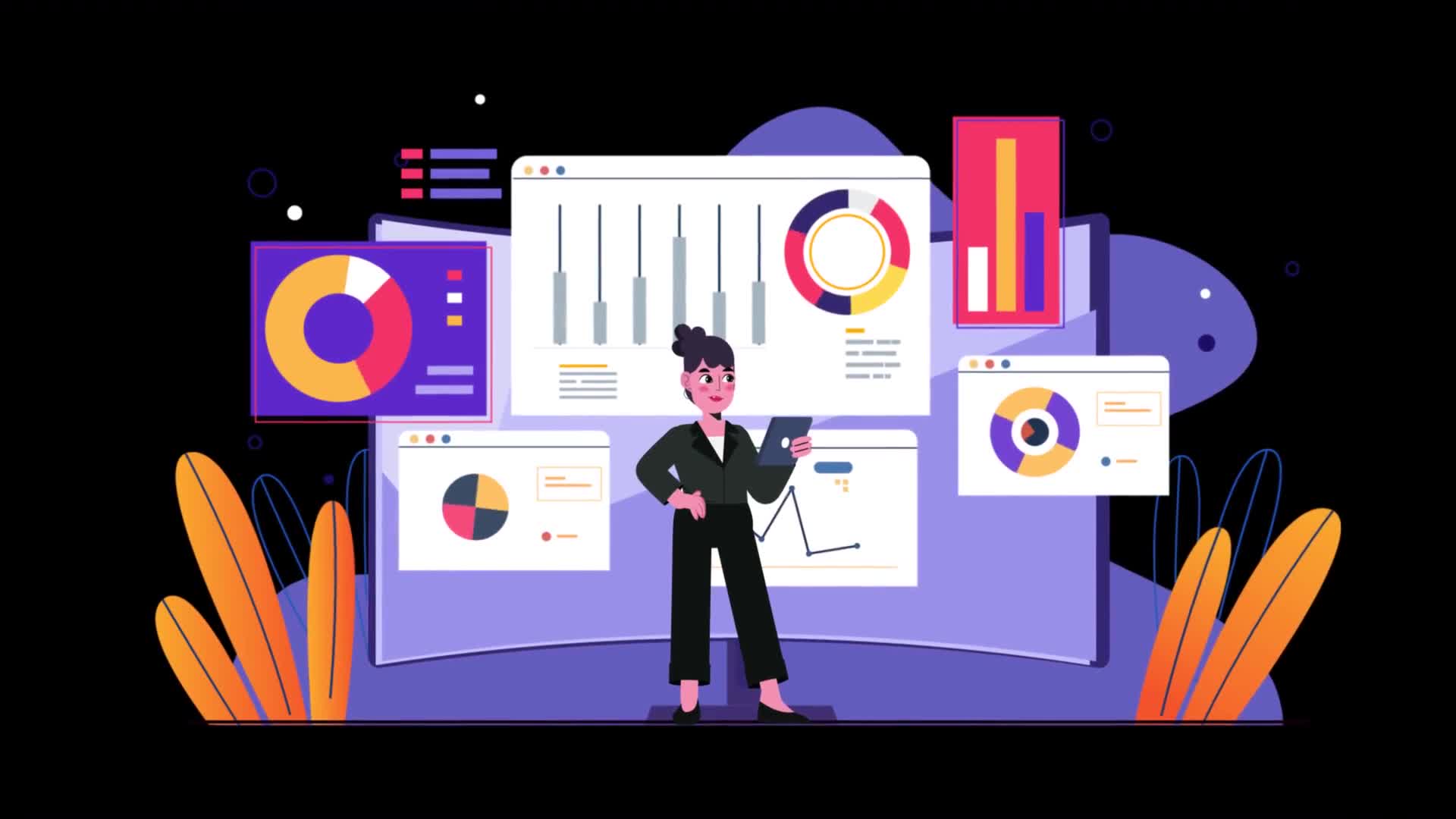 Woman Analyzing Stock Market Charts And Tables On Alpha
