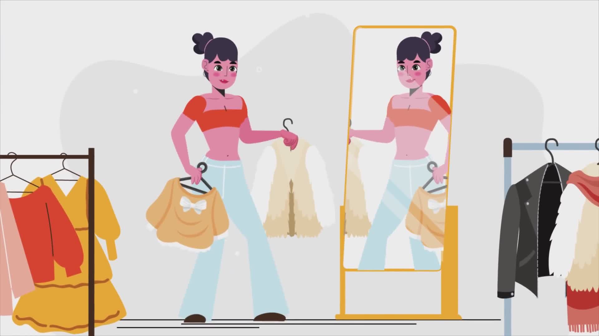 Woman Choosing Outfit in Front of Mirror