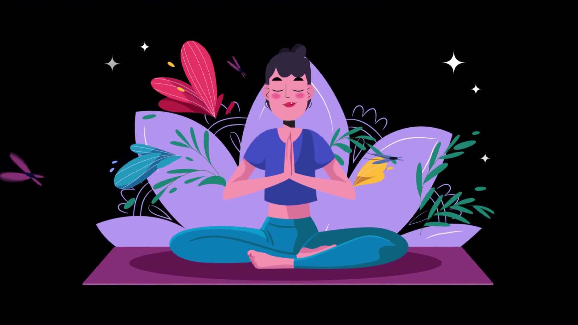 Woman Doing Yoga and Relaxing On Alpha