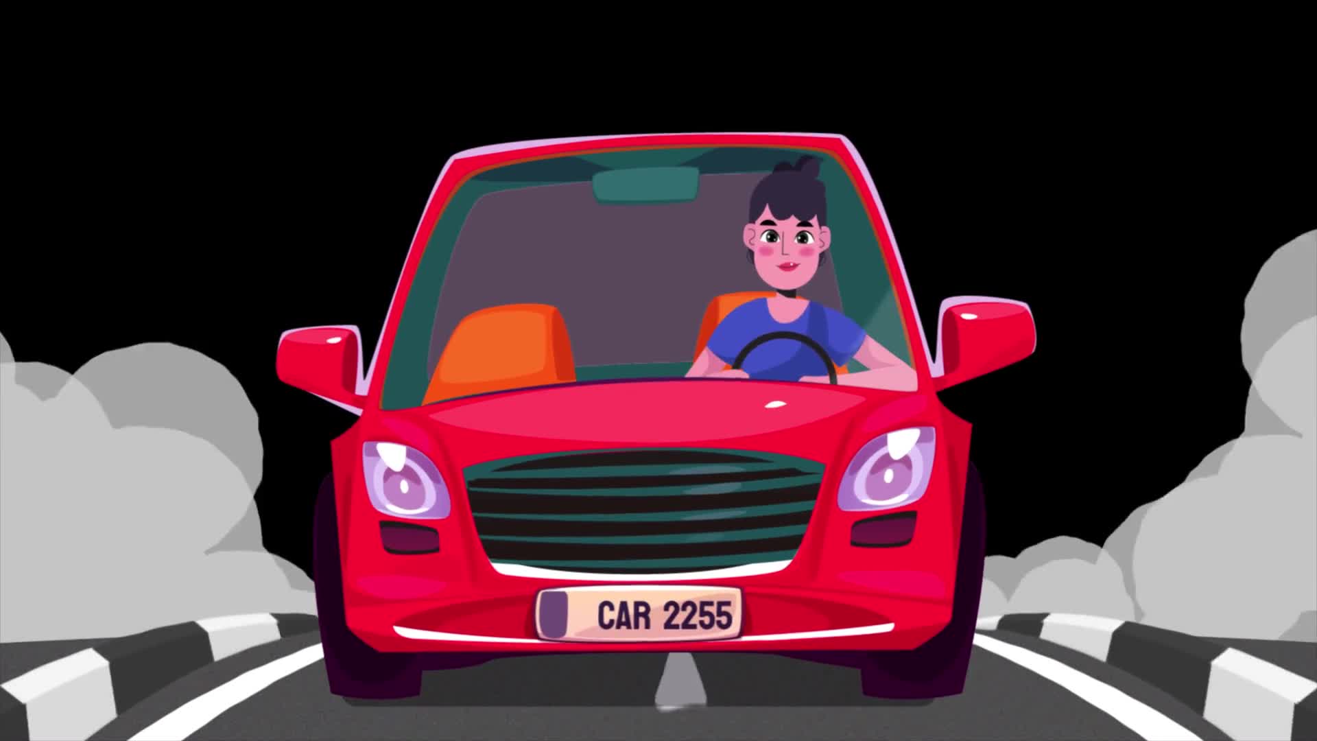 Woman Driving Car Front View On Alpha