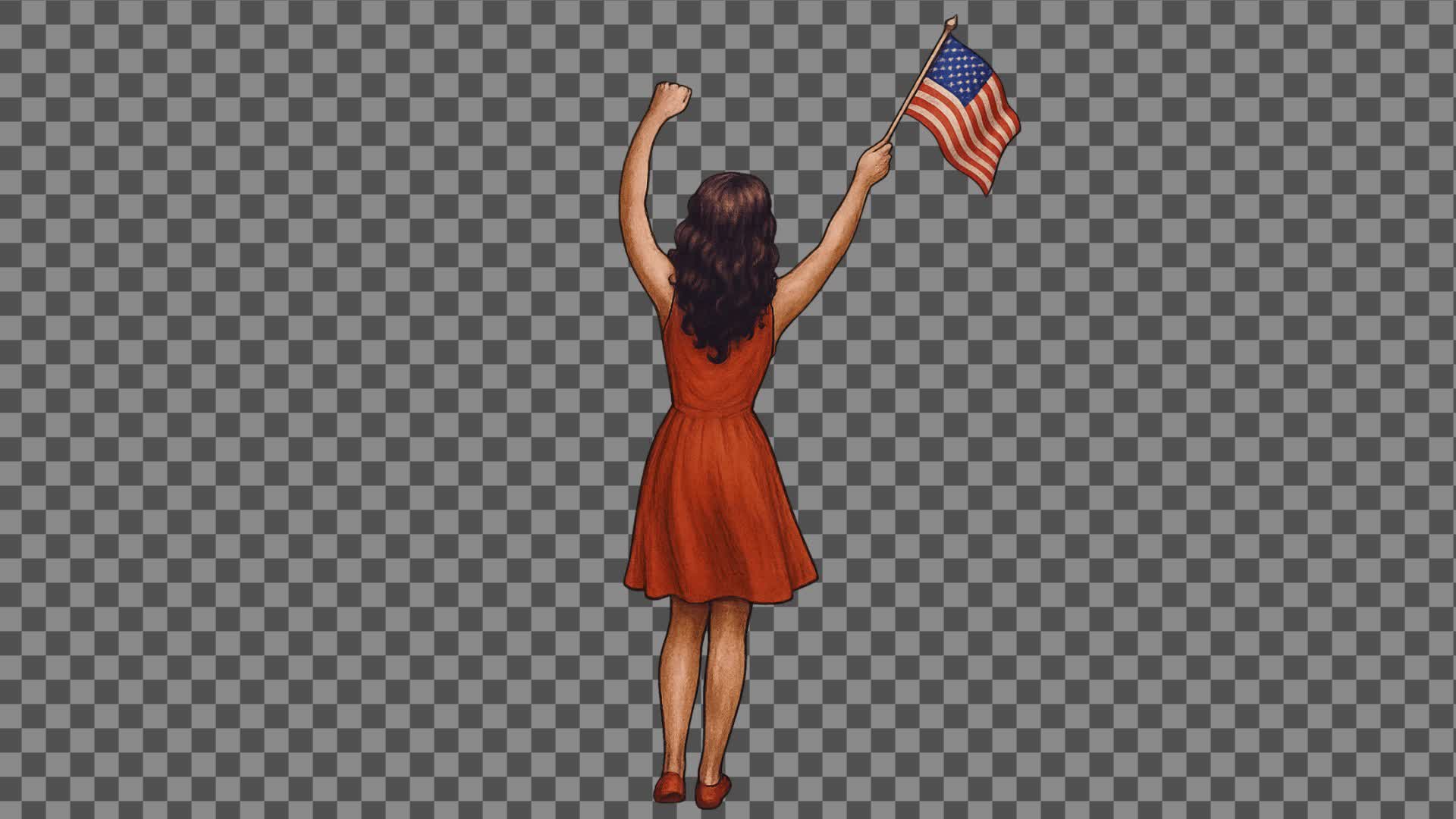 Woman Holding USA Flag