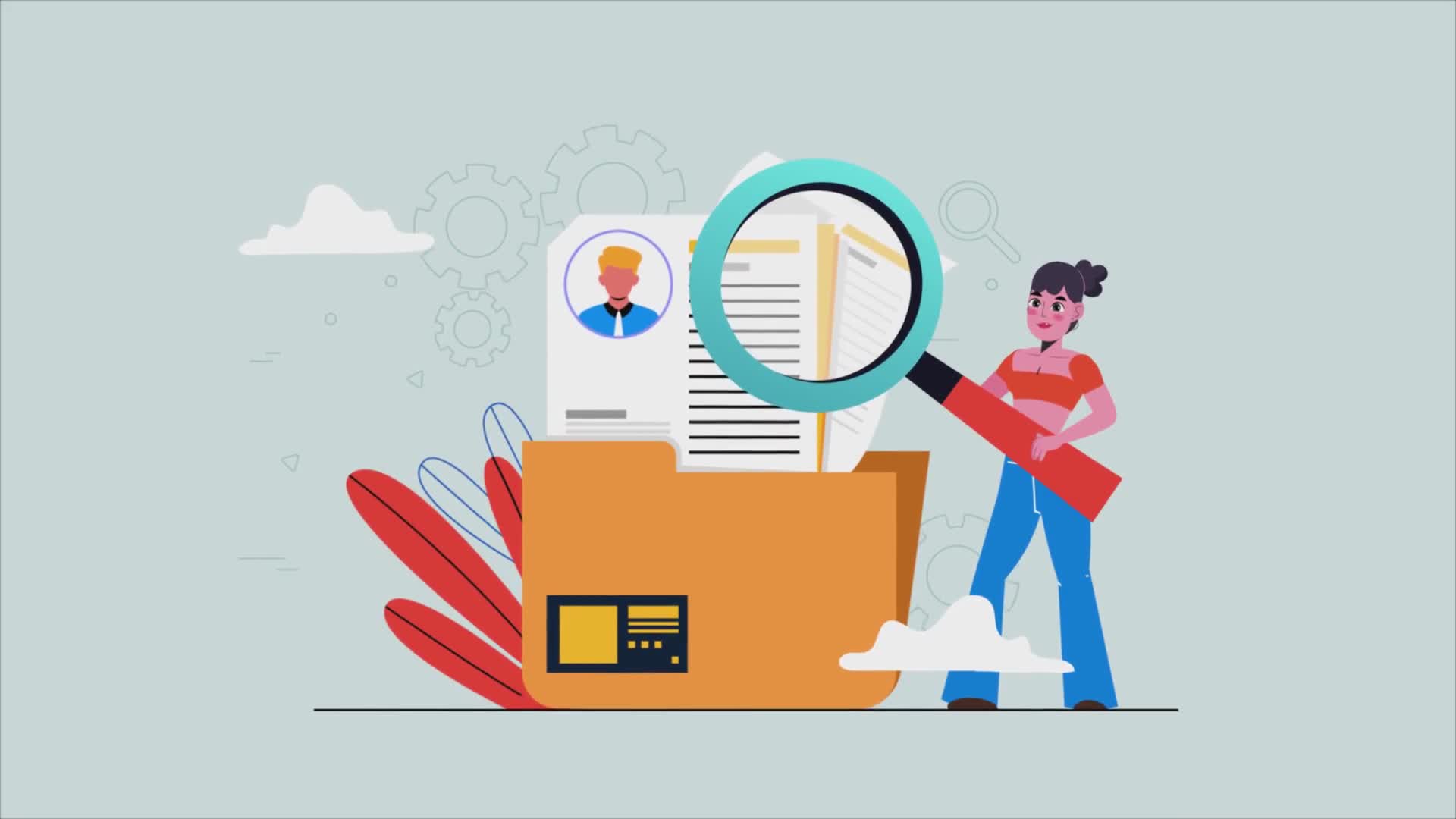 Woman Searching Through Files