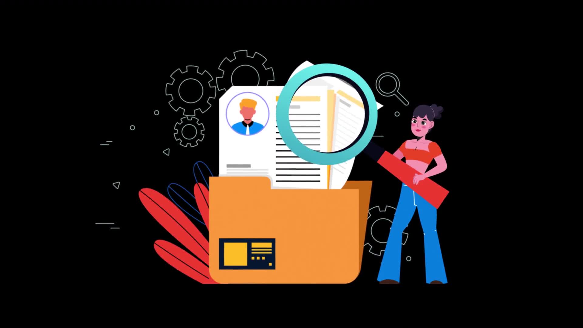 Woman Searching Through Files On Alpha