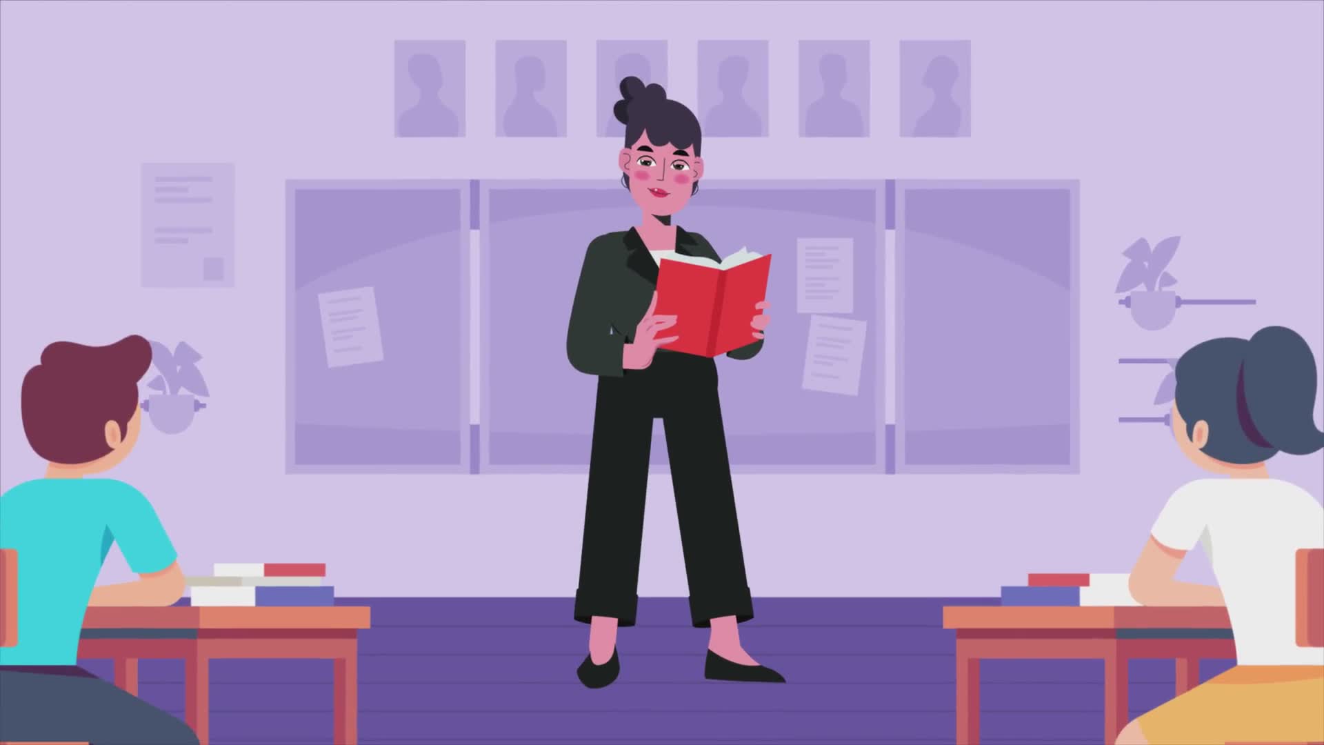 Woman Teacher Teaching in Classroom