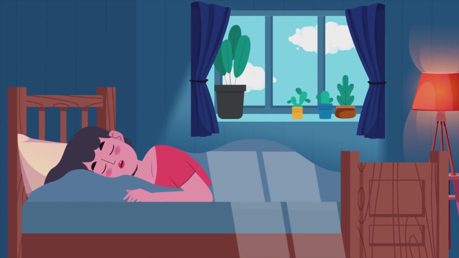 Woman Waking Up in Bed in Morning
