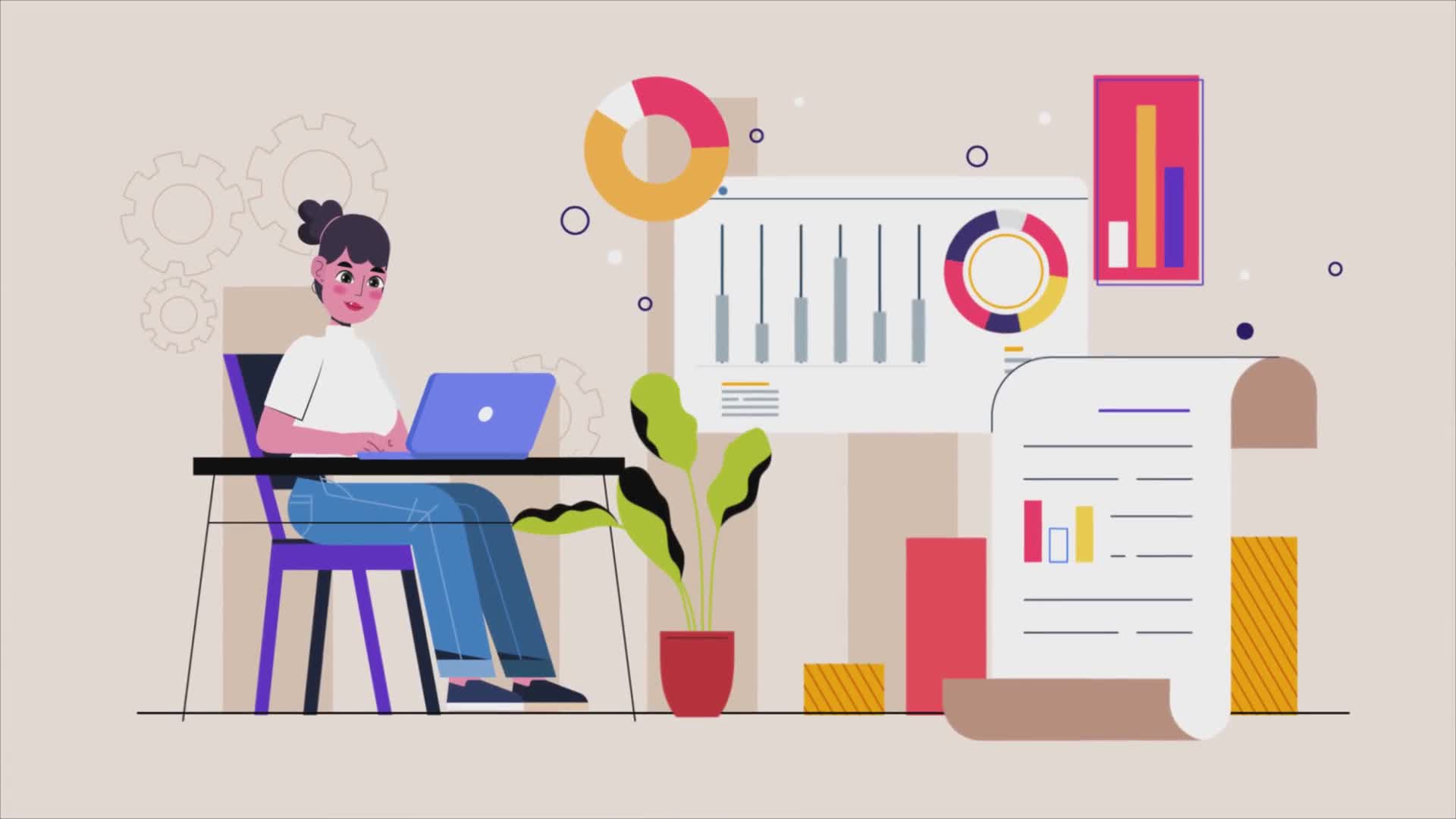 Woman Working On A Laptop In Financial Markets