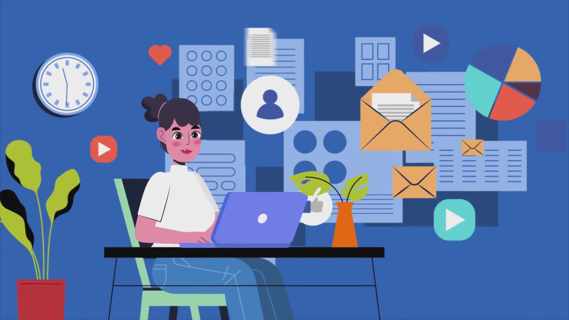 Woman Working on Laptop Creating Content