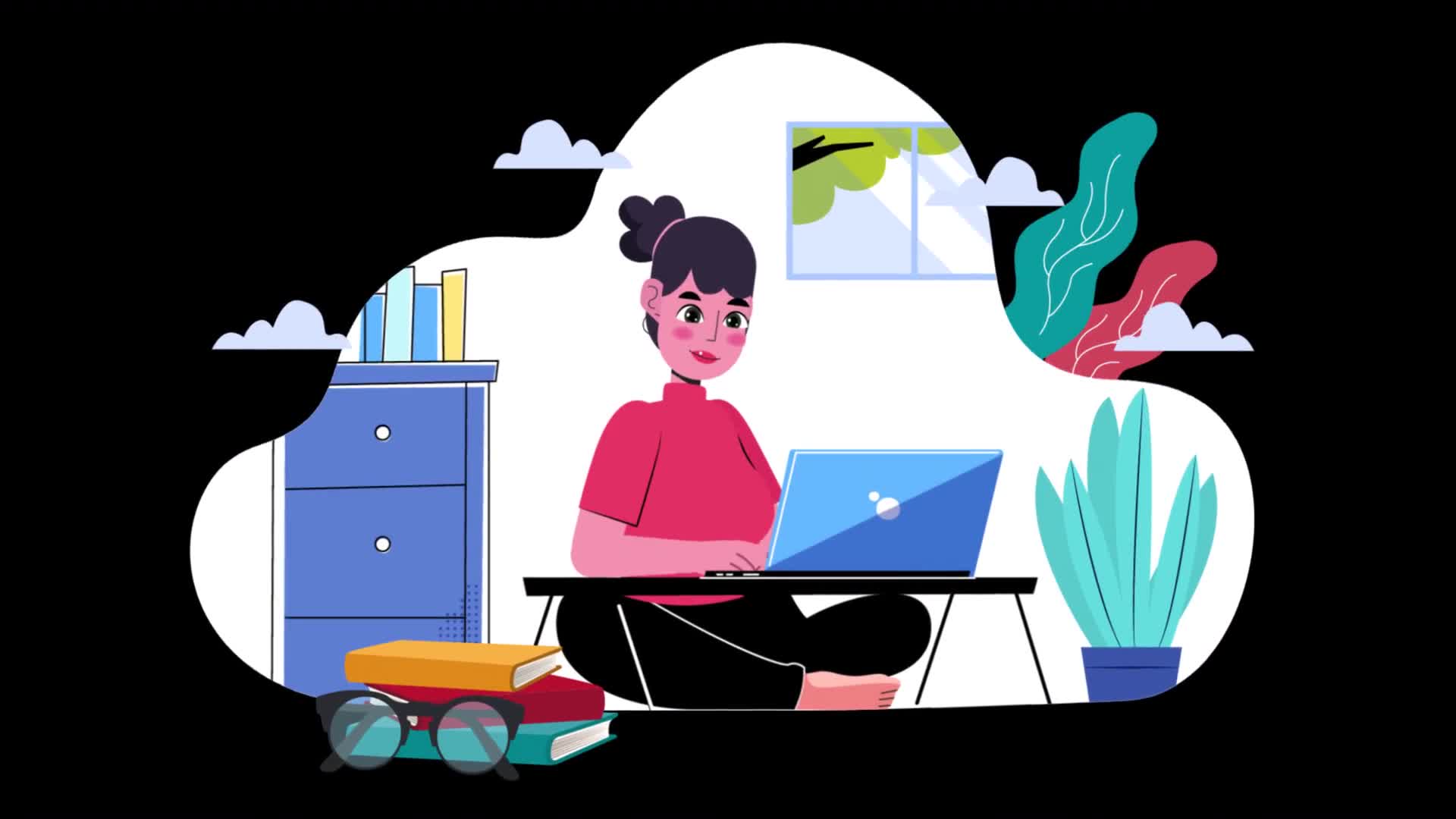 Woman Working on Laptop and Learning On Alpha