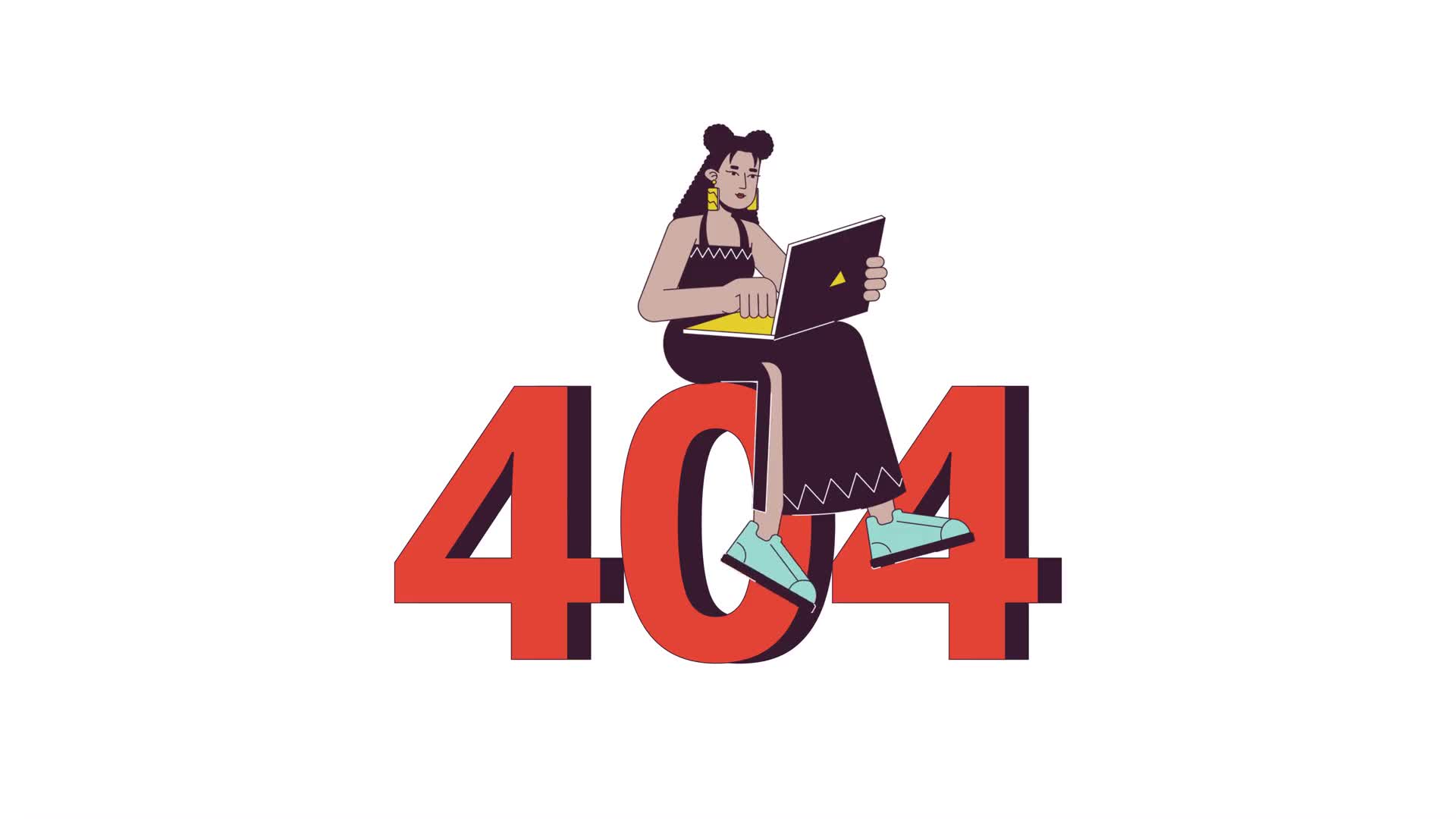 Woman typing laptop 404 error