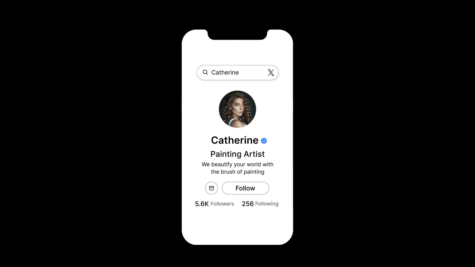 X Profile Search Bar With Follow Button Click Animation