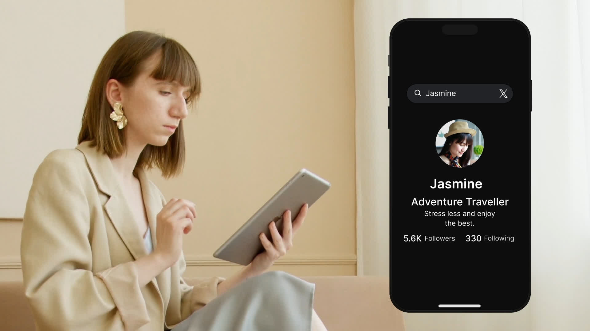 X Search Bar With Followers Count Reveal Screen Animation