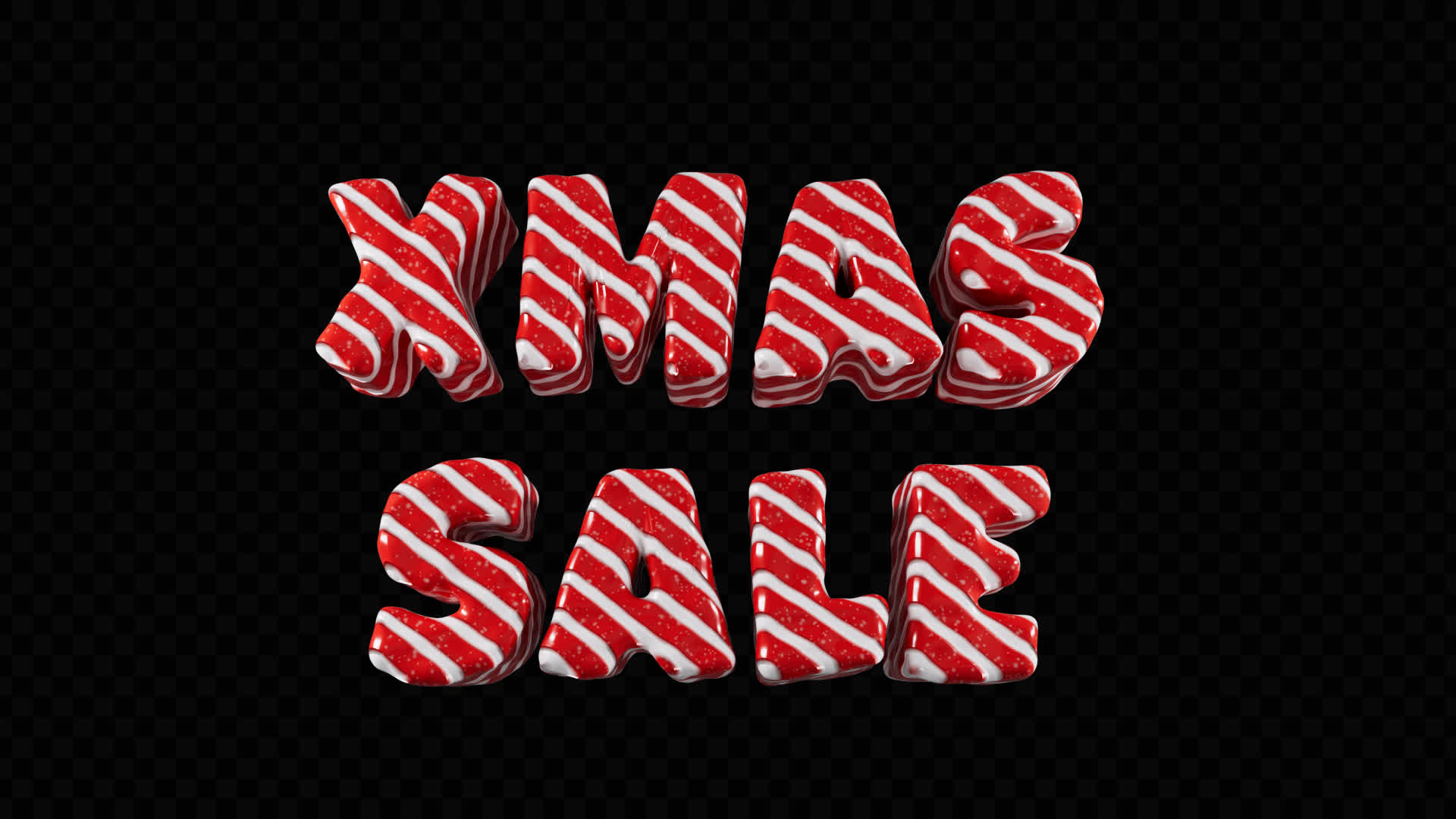 Xmas Sale Candy 3D Title on Alpha