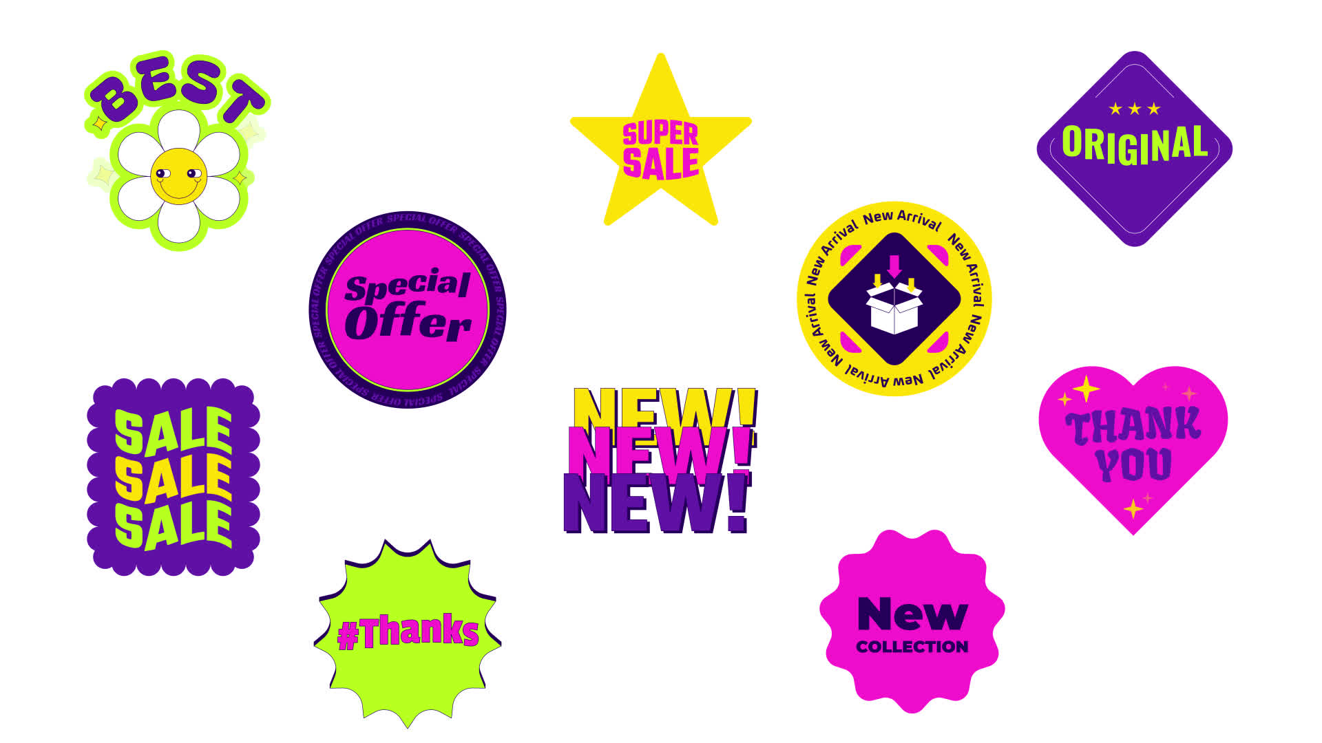 Y2K Acid Sale Sticker Pack Animated Loop