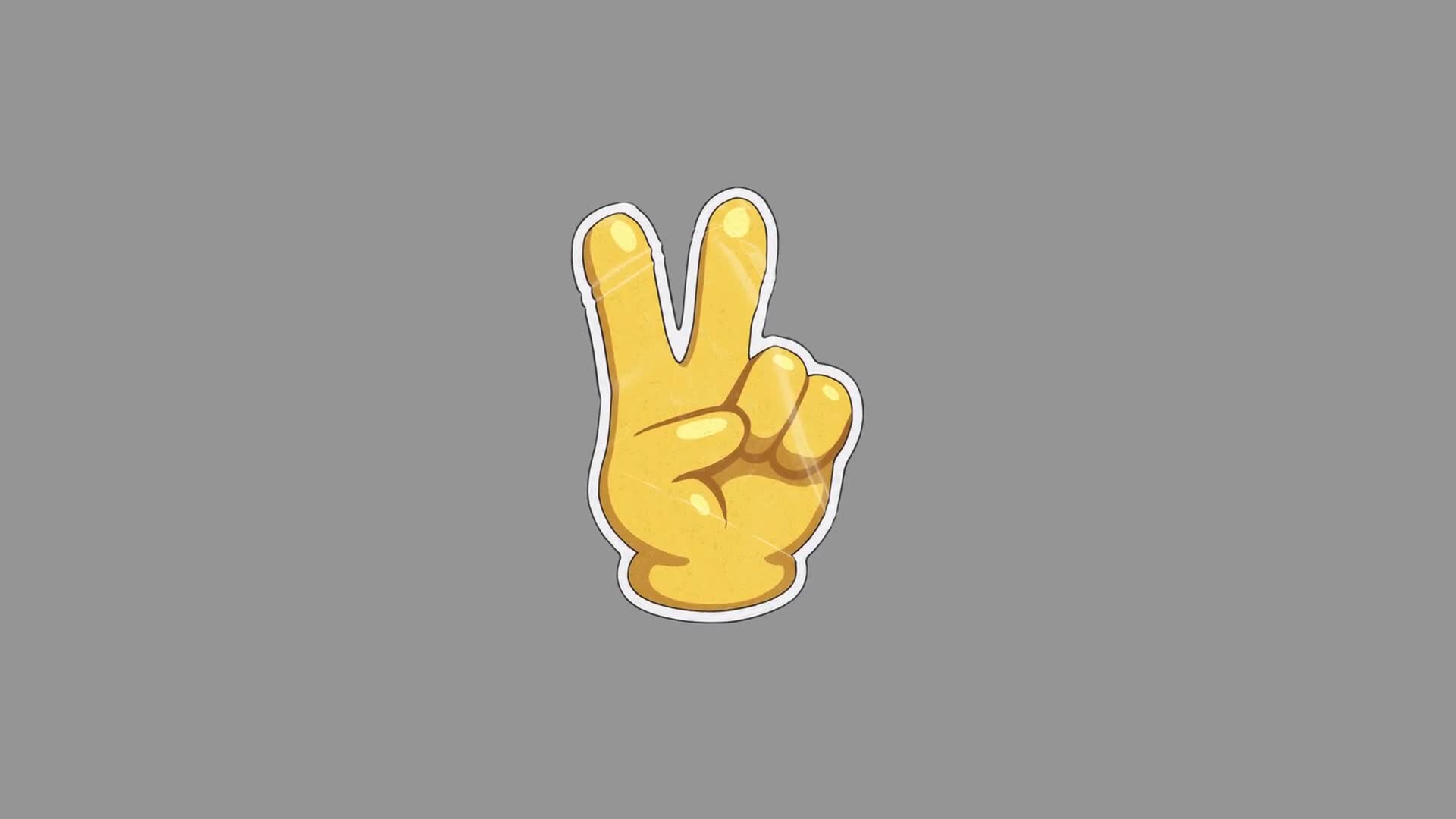 Yellow Cartoon Peace Sign Hand Animation On Transparent Background On Alpha