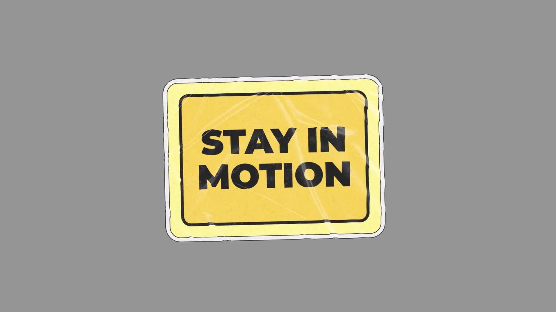 Yellow Stay In Motion Sign Rotating On Transparent Background On Alpha