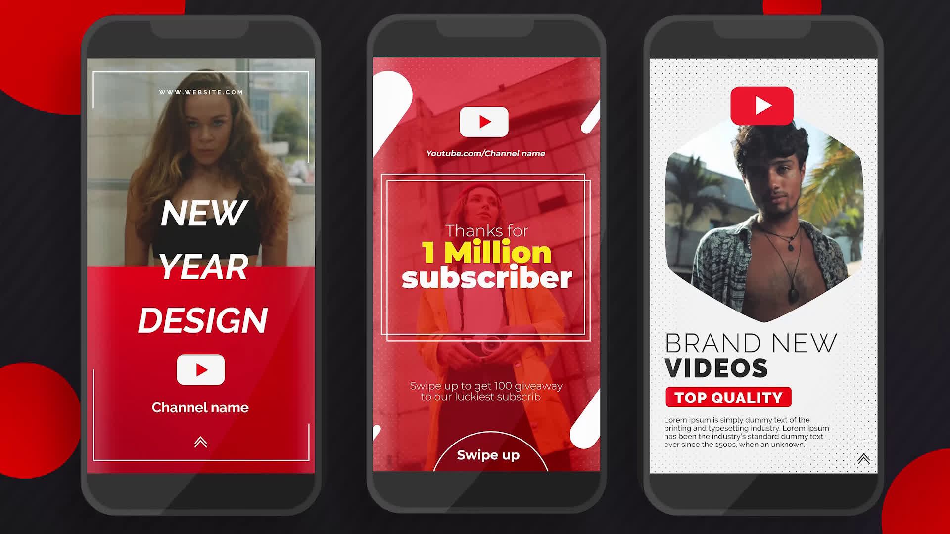 Red YouTube Instagram Stories