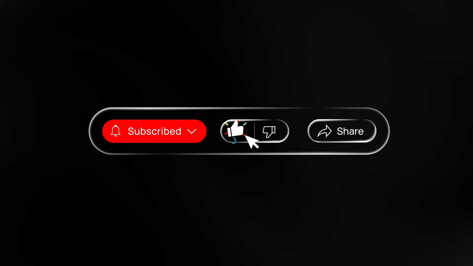 YouTube Liquid Glass Subscribe Like Share Bar
